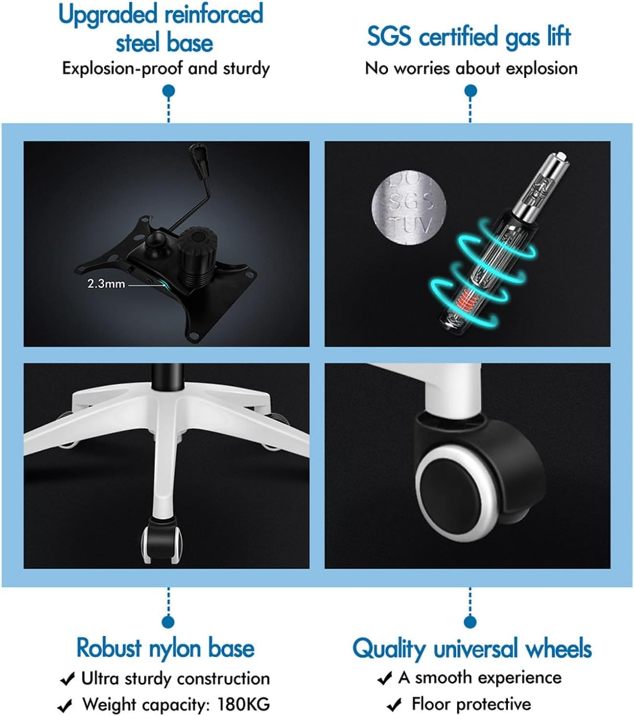 ALFORDSON Mesh Ergonomic Office Chair with Adjustable Headrest & Flip-Up Armrest, Tilting Executive Computer Desk Chair with SGS Listed Gas-Lift, Swivel Gaming Chair(Arco White Grey) image number 4