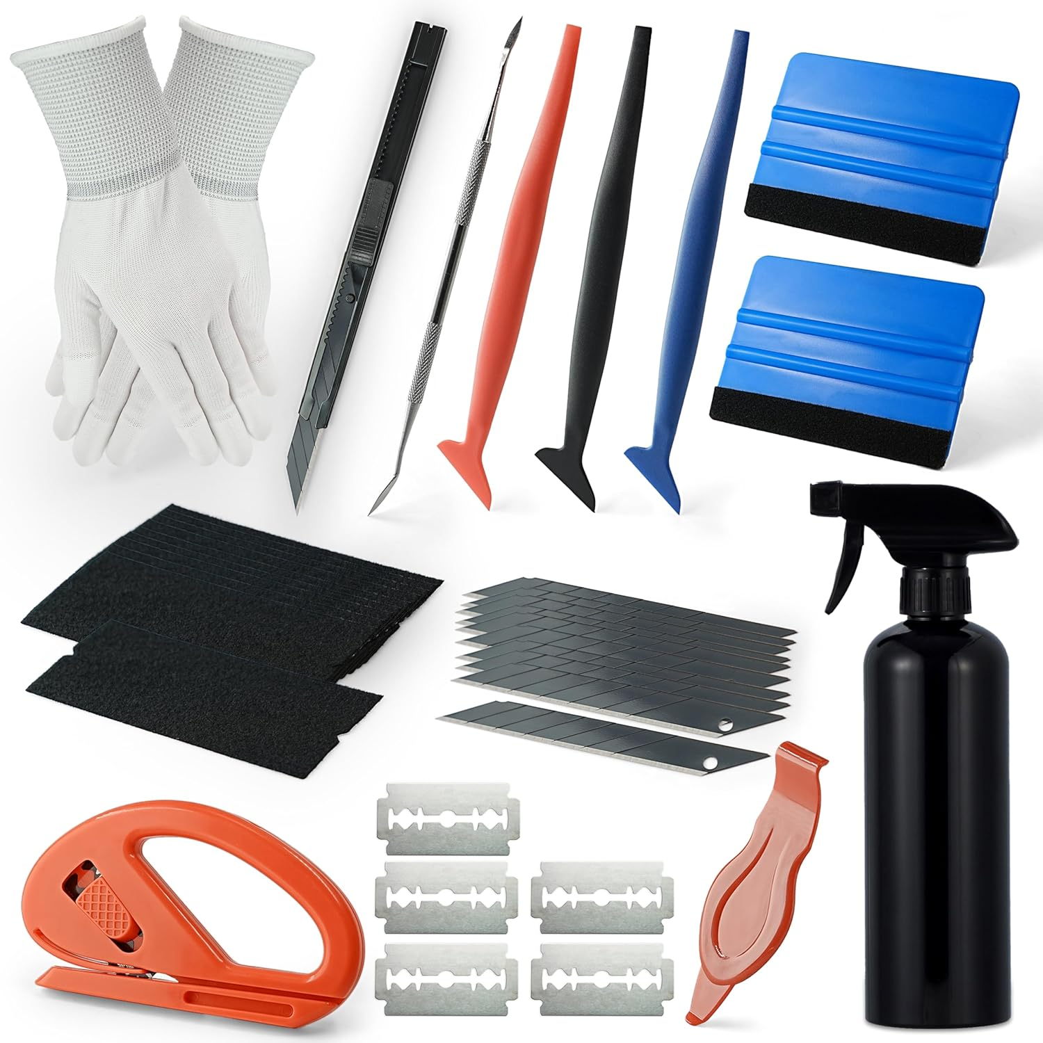 35 Pcs Vinyl Wrap Tools Kit for Furniture & Car Window Film Installation, Protective Squeegees, Utility Cutter, Spray Bottle, Gap Sealing Tools, Firm Squeegee, Ergonomic Design, Professional, Durable image number 1