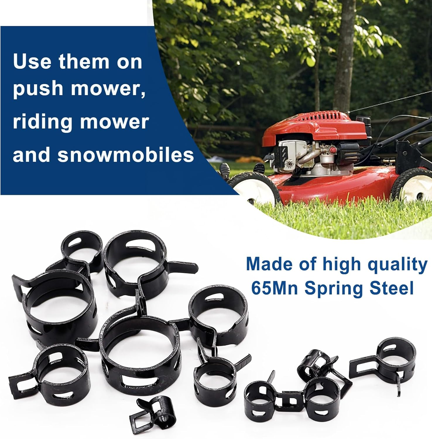 Tnisesm 80Pcs Spring Band Hose Clamps Assortment Silicone Vacuum Hose Pipe Clamp 7Mm 9Mm 10Mm 11Mm 14Mm 15Mm 16Mm 18Mm Low Pressure Air Clip Clamp(Black) image number 1