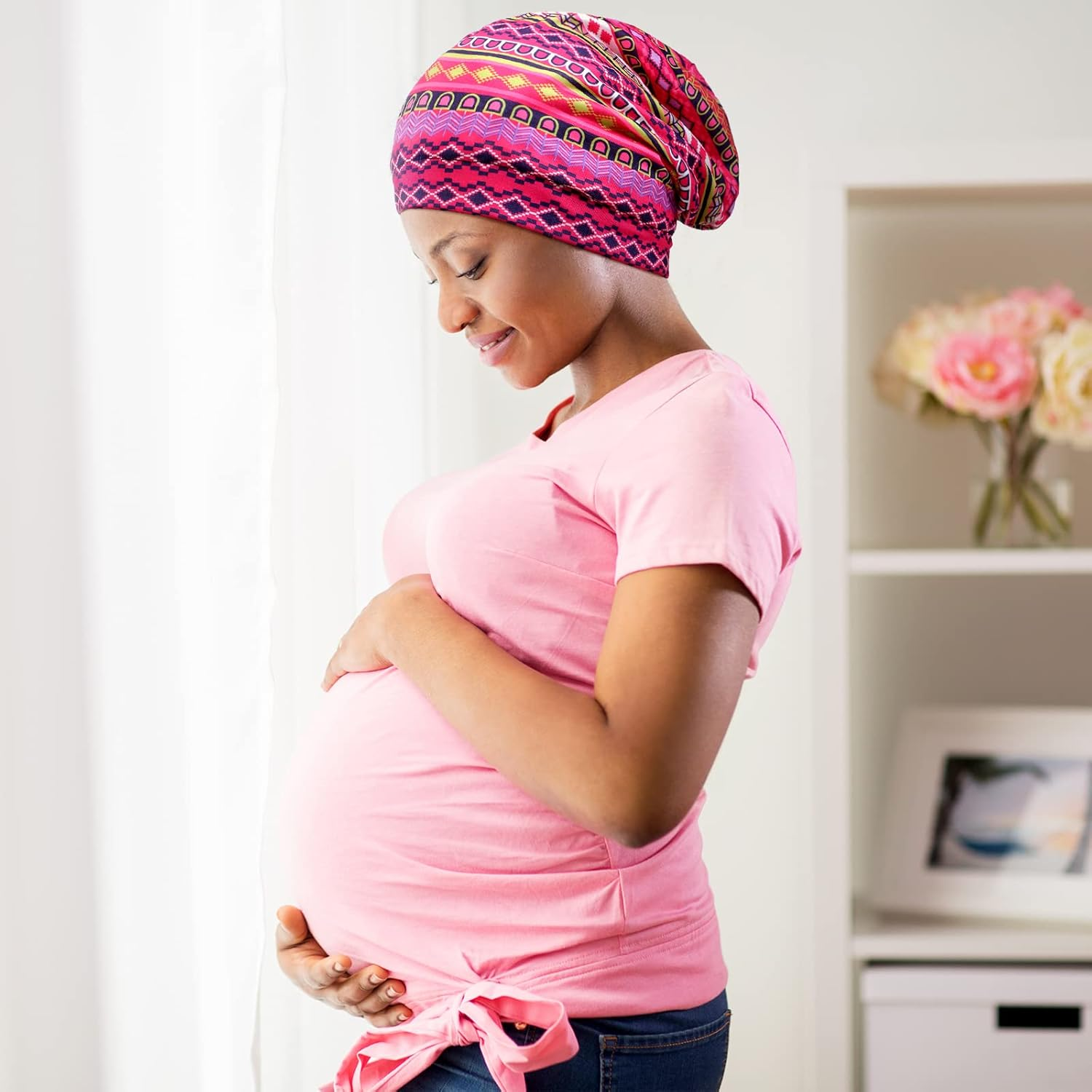 Sintege 6 Pcs Satin Lined Bonnet Sleep Cap for Women Men African Silk Soft Beanie Hair Sleep Wrap for Natural Curly Braids image number 1