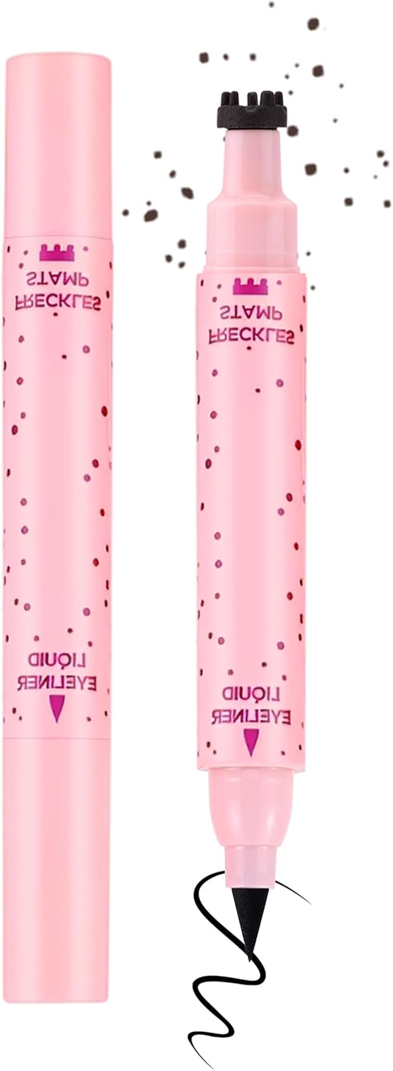 Erinde Natural Freckle Eyeliner Pen, 2 in 1 Liquid Freckle Stamp & Smudge-Proof Liquid Eyeliner, Long Lasting Waterproof Freckles Tattoo Marker, High Pigment Eye Liners 4#