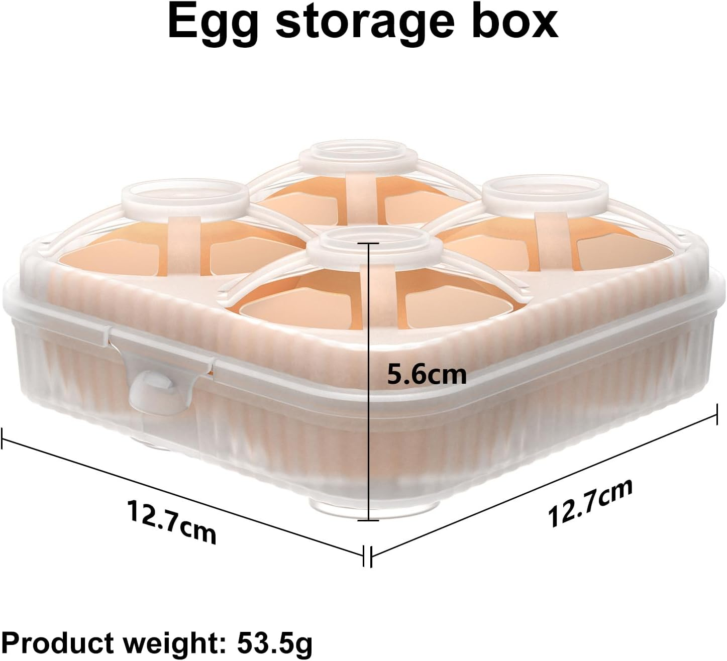 Roseflowe 2Pcs Egg Holder Container, 4 Girds Plastic Egg Storage Box Shockproof Protection, Portable Egg Tray Carriage Dispenser for Camping Picnic Travel Kitchen Refrigerator Outdoor, White image number 6