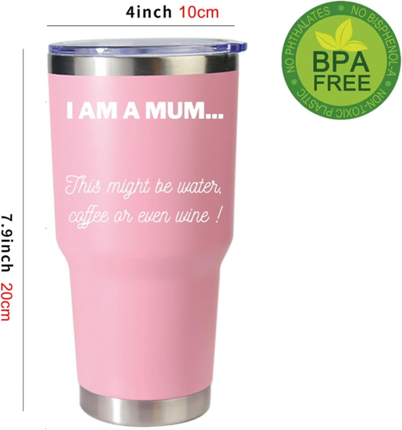 Insulated Travel Mug, 900Ml, Stainless Steel, Double-Wall Vacuum Sealed, Mum, Mother'S Day (Pink) - Pink image number 4