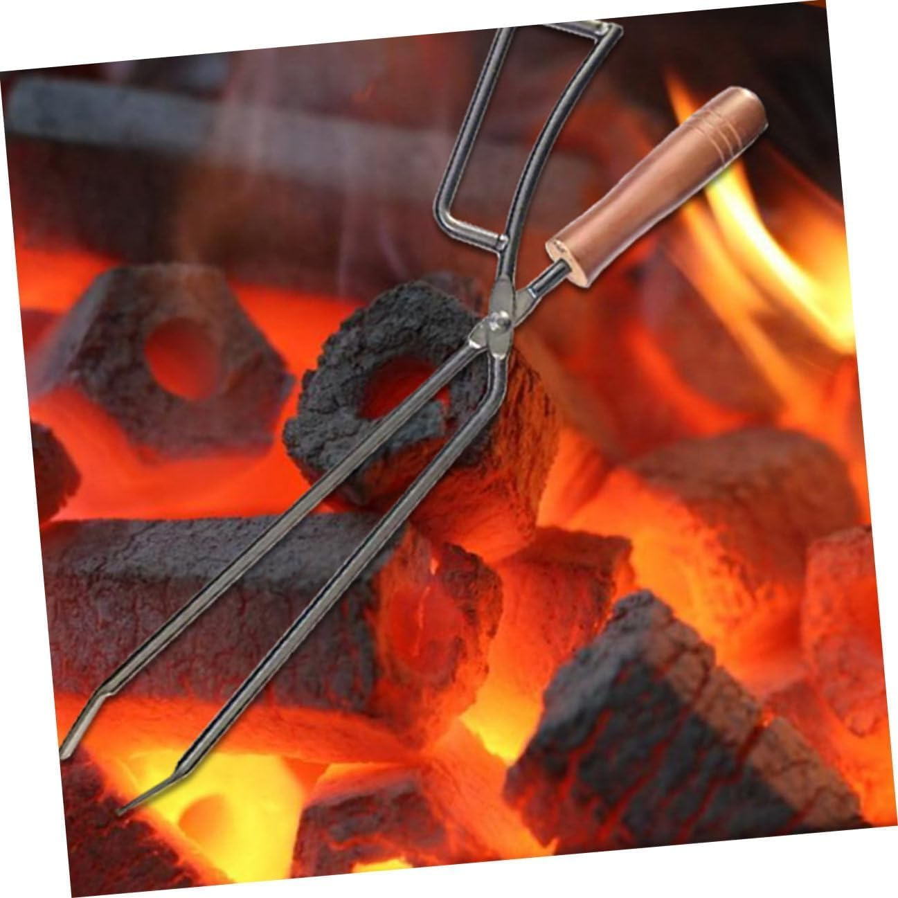 Heavy Duty Fire Pit Firewood Tongs,With PU Leather Cover,Portable Log Grabbers, for Fire Pits, Campfires, Wood Stoves, Camping, Bonfires, Indoor/Outdoor Fireplace Tool (Black) image number 6