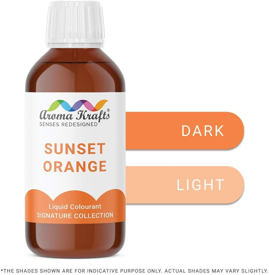 Aromakrafts&reg; Liquid Colour for Melt & Pour Soap & Bath Bomb Making - SUNSET ORANGE (30 Ml) image number 1