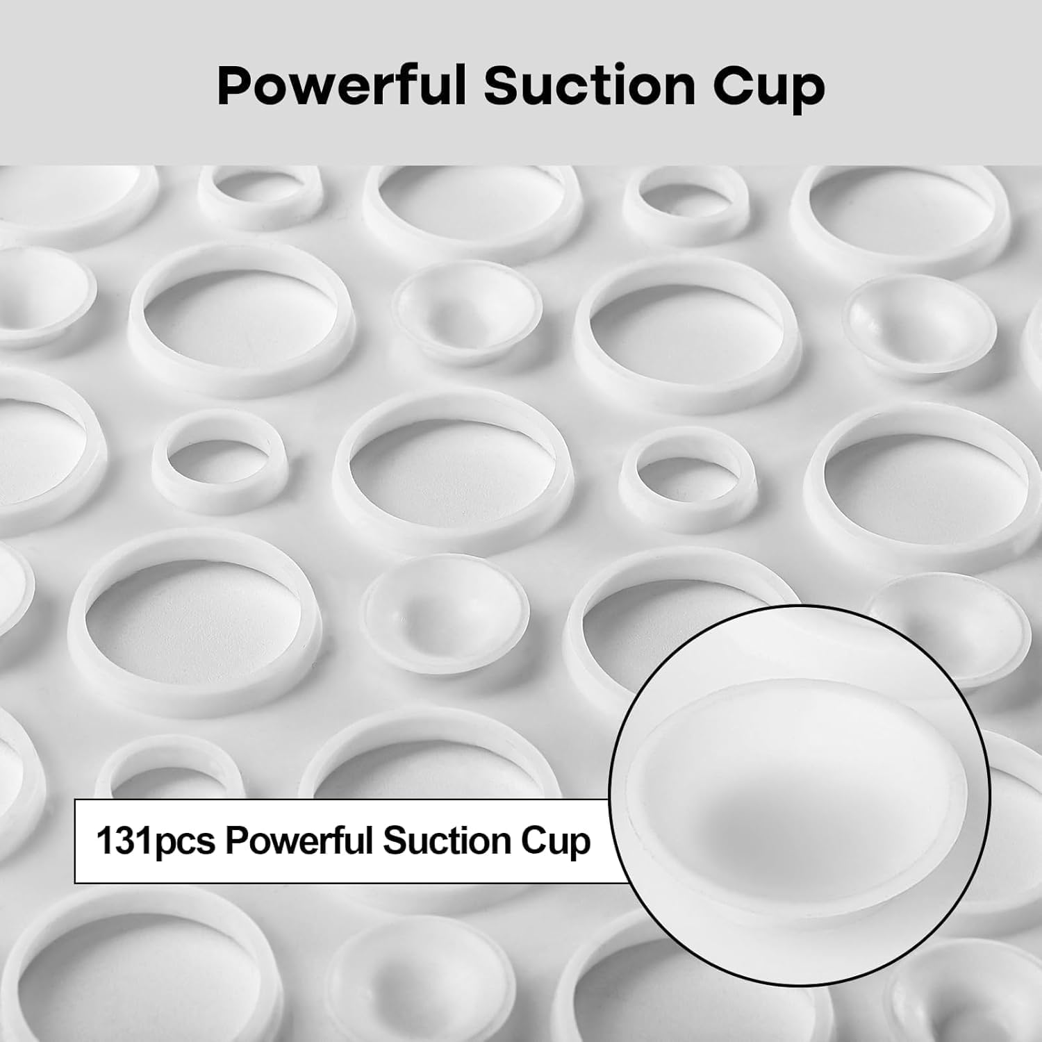 Squre Shower Mat, 21 X 21 Inch, Non Slip Bath Shower Mat for inside Shower, anti Slip Shower Stall Mat, Bath Mat with Big Suction Cups, Drain Holes (White, 53 X 53Cm) image number 4