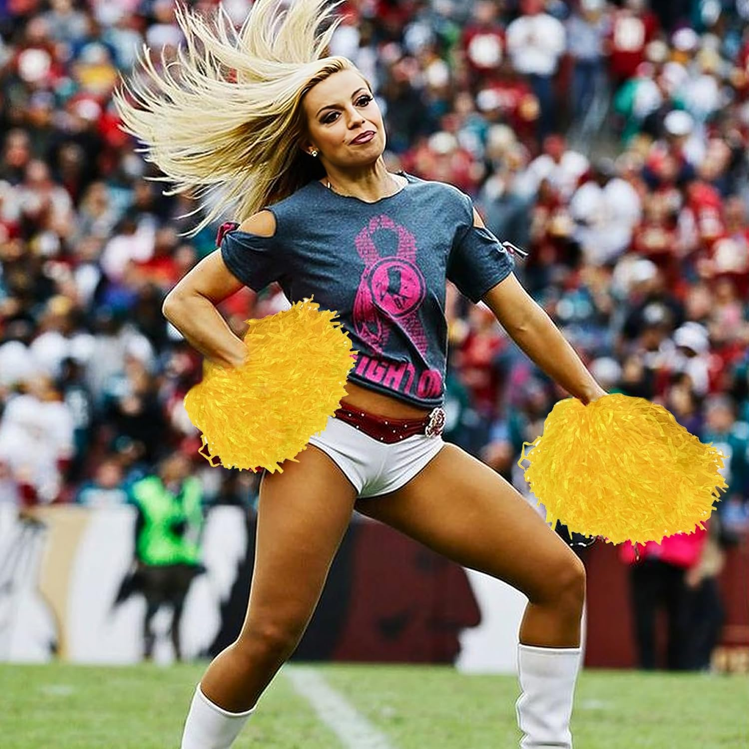 Amscan Perfect Team Spirit Metallic Cheer Pom-Pom, Yellow image number 5