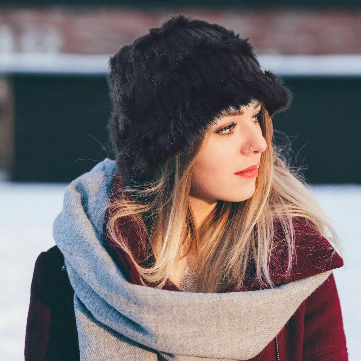 TRADERPLUS Winter Knitted Beanie Hat, Slouchy Crochet Style - Black image number 6