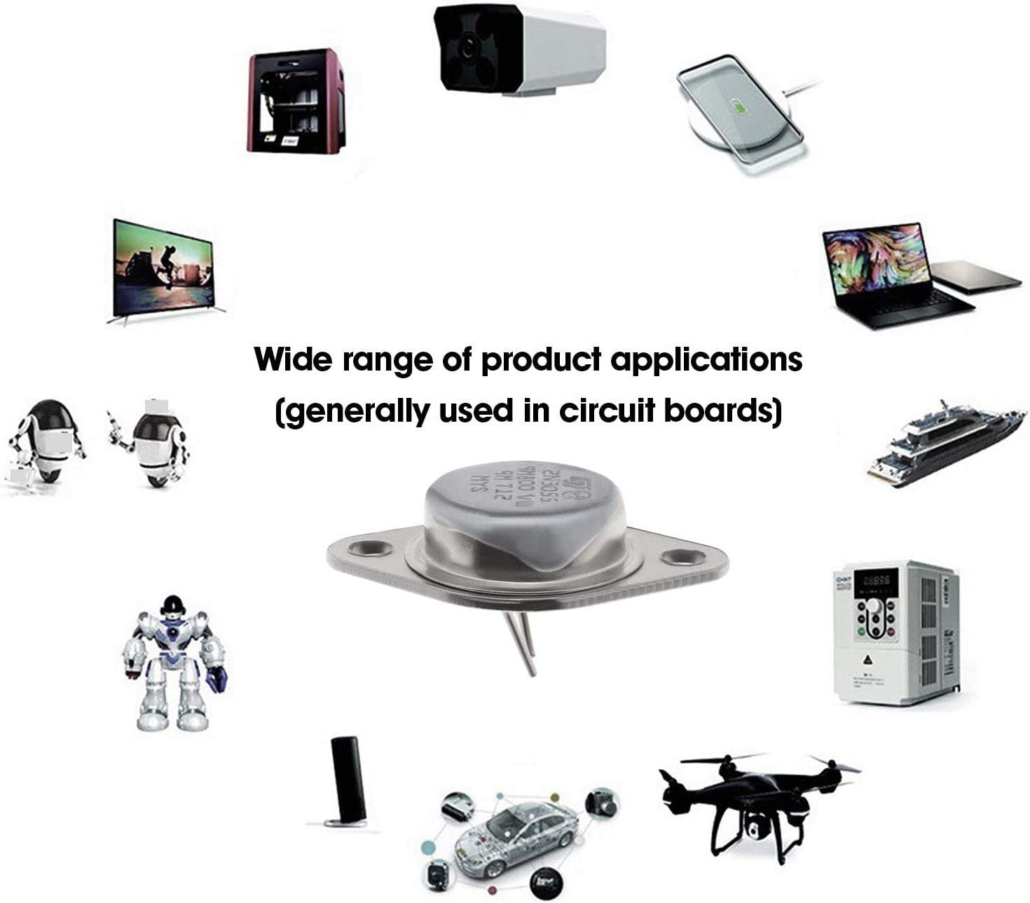 Emagtech 10Pcs 2N3055 NPN Power Transistor 15A 100V 115W NPN High Power Transistor 2N3055 Transistors for Power Supply Circuits Series and Shutdown Controllers image number 3