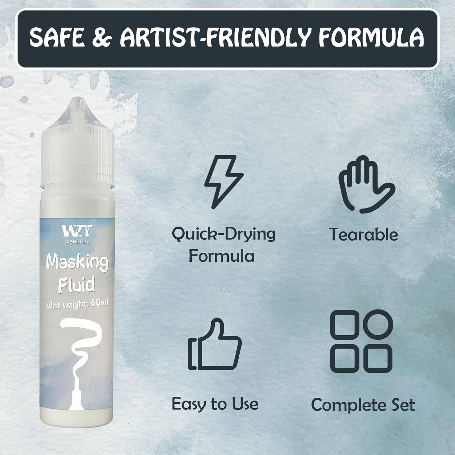 INNOVAYOU 60Ml White Masking Fluid for Watercolor Painting, Resistant Ink and Pouring Paint, Watercolor Masking Fluid Keeps Areas Colorless and Edges Sharp