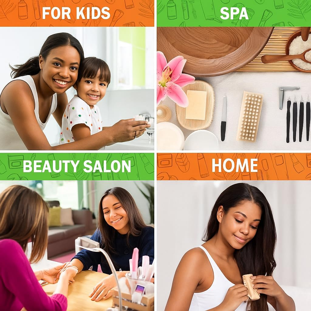 SOVYOULIVE 2 PACK Wooden Two-Sided Hand and Nail Brush,Dual-Sided Nail Brush with Non-Slip Grip | Stiff and Soft Bristles for Deep Cleaning image number 3