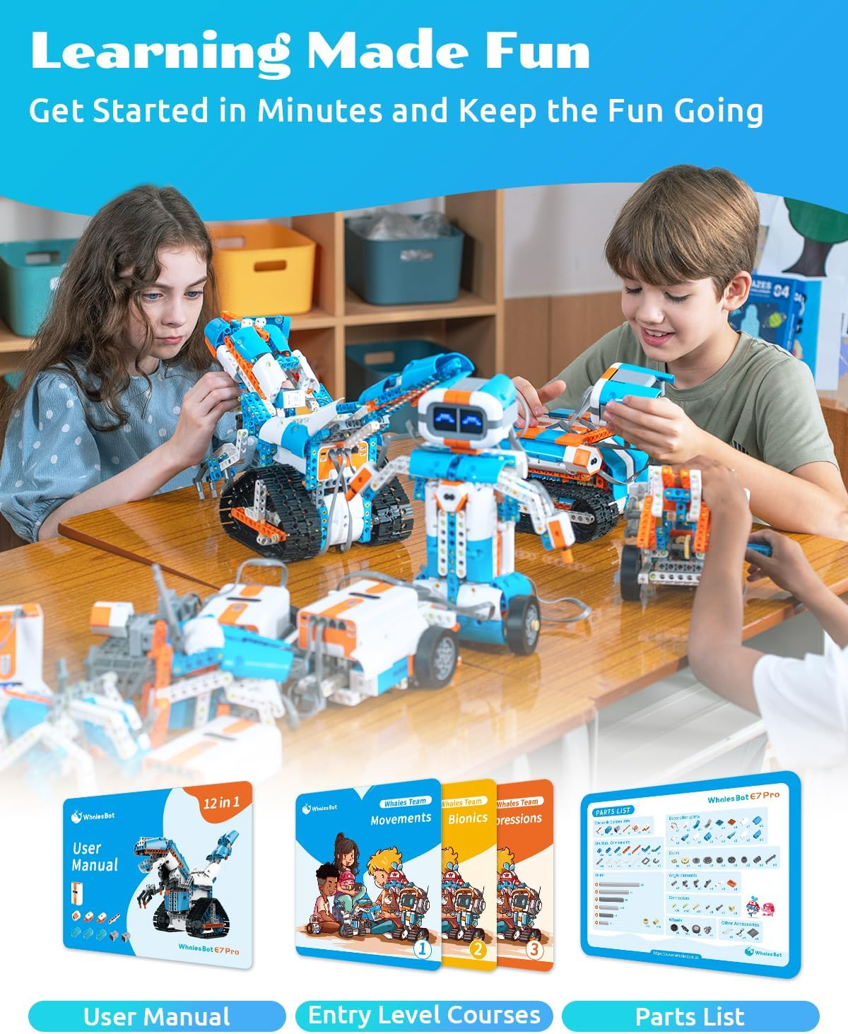 Whalesbot E7 Pro Coding Robot for Kids 8+ Years, Scratch Coding Support Controller | STEM Toys Education of Programming | APP 3D Model Resource & Story Tutorial for Boys and Girls image number 4