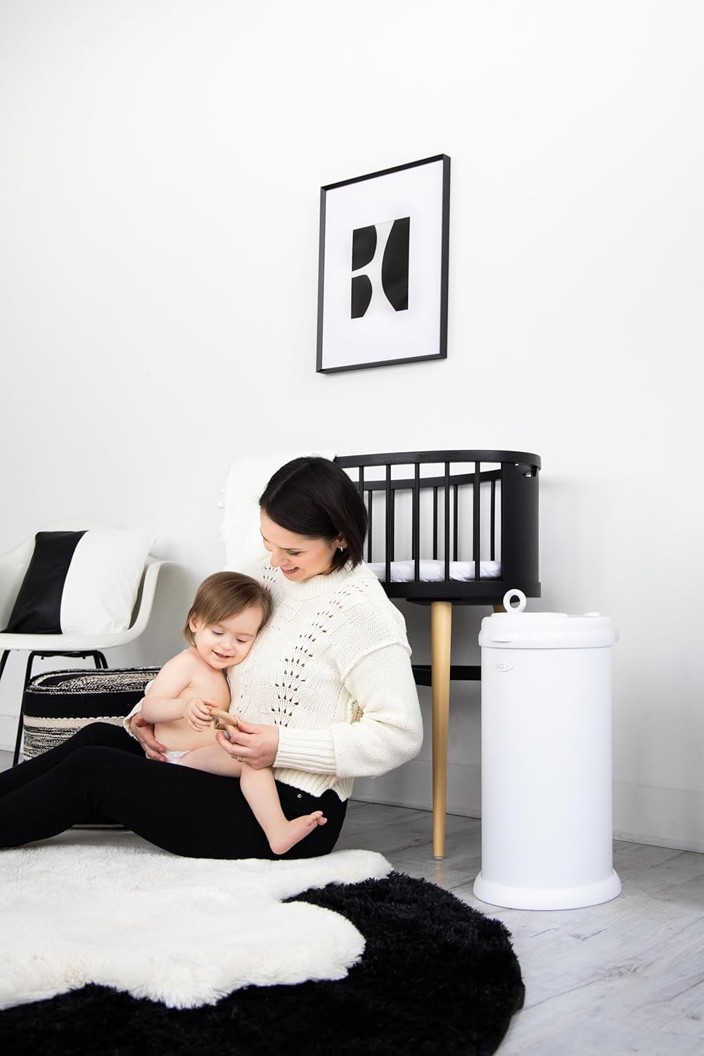 Ubbi Steel Diaper Pail, Odor Locking, No Special Bag Required, Award-Winning, Registry Must-Have, Matt White image number 2