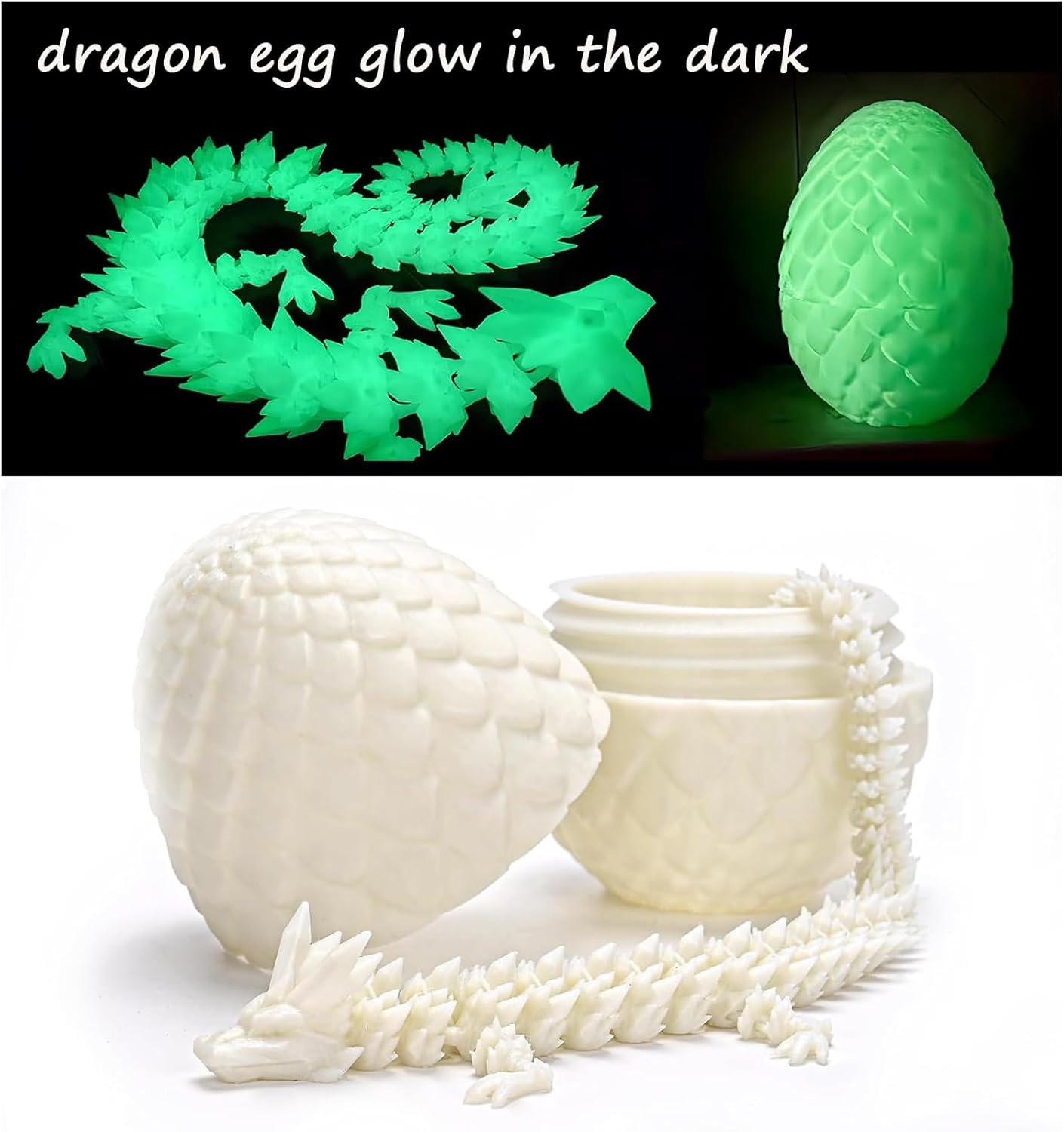 4PCS 3D Printed Dragon Eggs with Dragon Inside, Mini Mystery Dragon Egg Articulated Crystal Dragon Fidget Toy, Surprise 3D Printed Animals Toy Set (4-Piece Set-B) image number 5