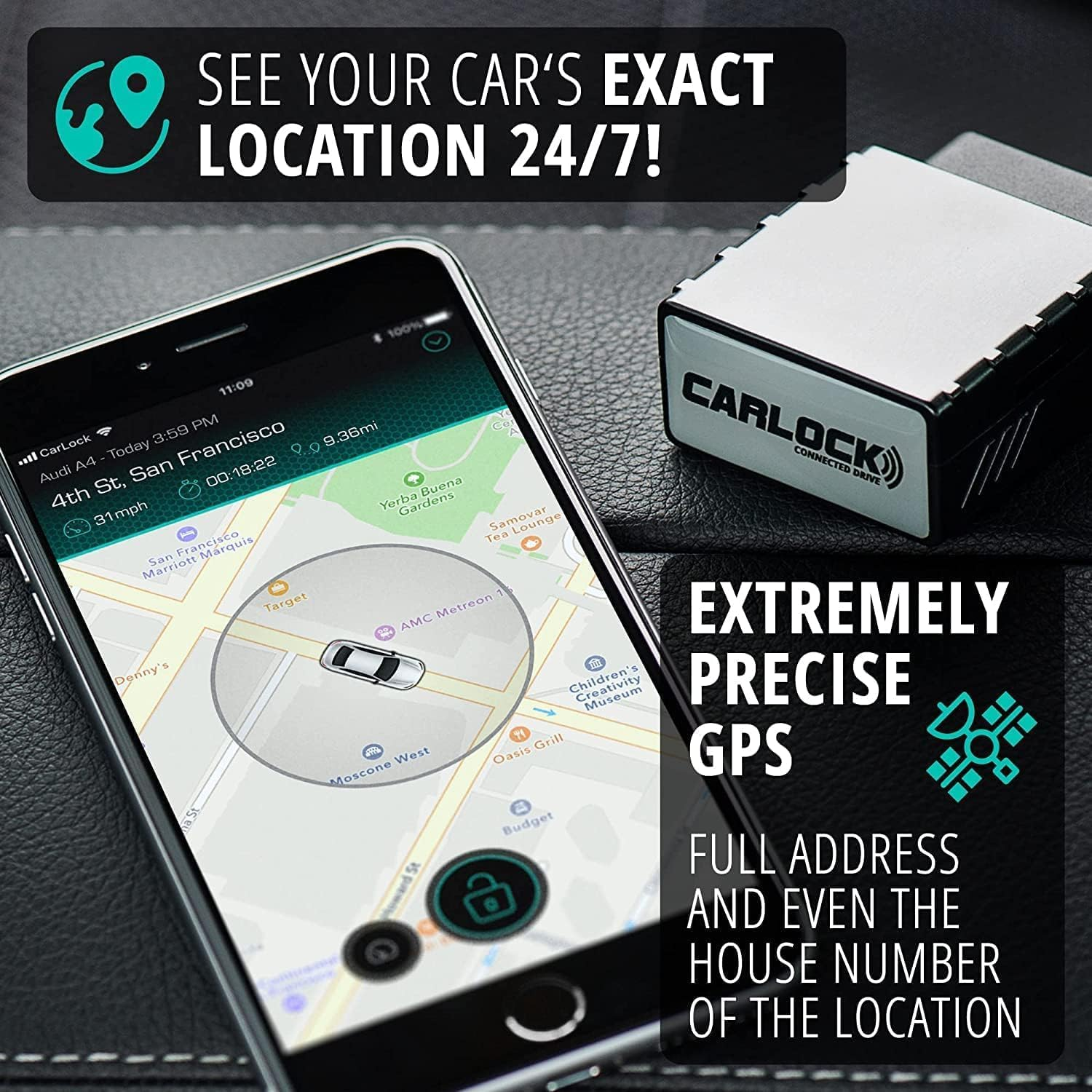 CARLOCK anti Theft Car Device - Real Time 4G Car Tracker & Car Alarm System. Comes with Device & Phone App. Tracks Your Car in Real Time & Notifies You Immediately of Suspicious Behavior.Obd Plug&Play image number 1