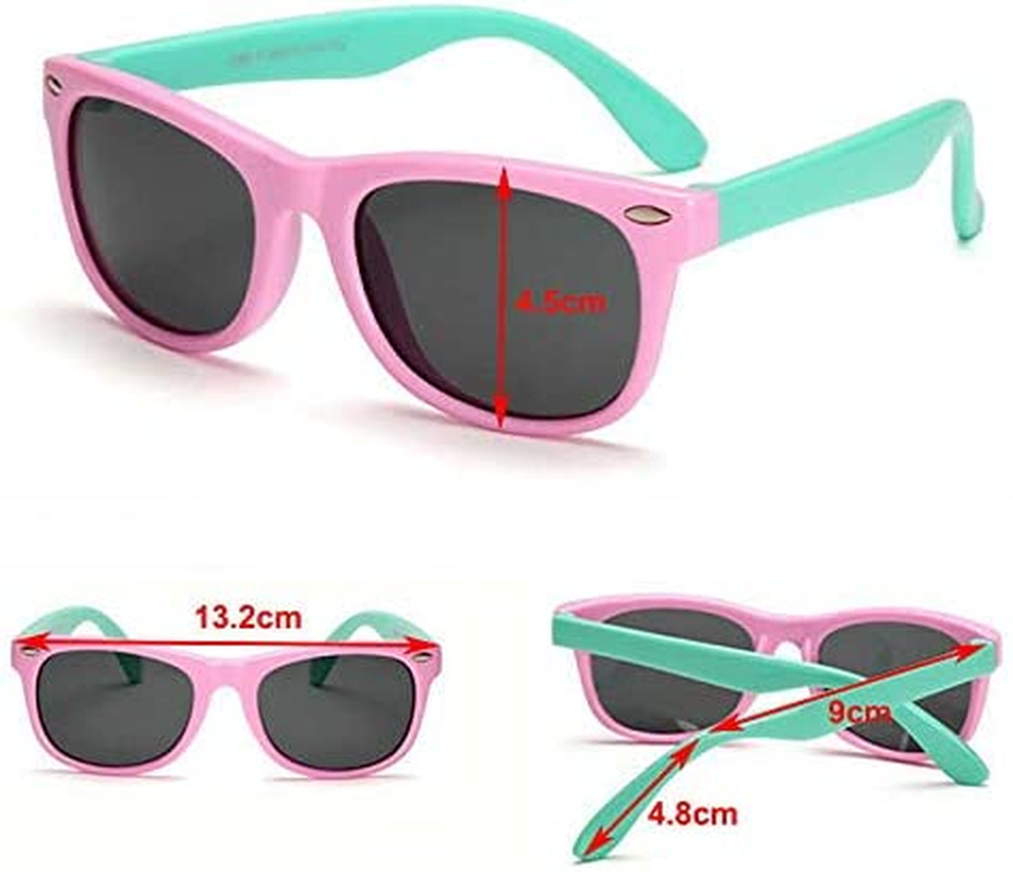 Boolavard TPEE Rubber Flexible Kids Polarized Sunglasses Age 3-10 - Black image number 4