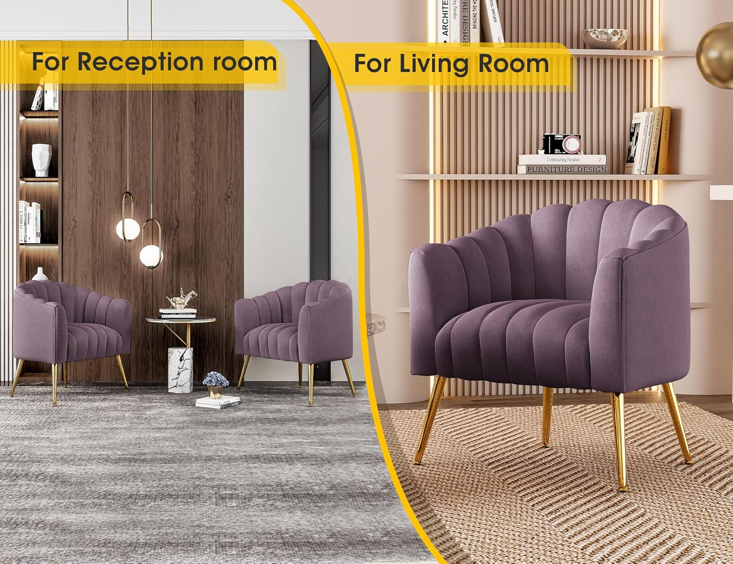 SEYNAR Oversized Pumpkin Couch Accent Chair, Modern Comfy Velvet Upholstered Barrel Chairs, Luxury Single Sofa Armchair for Living Room, Waiting Room, Office and Vanity image number 1