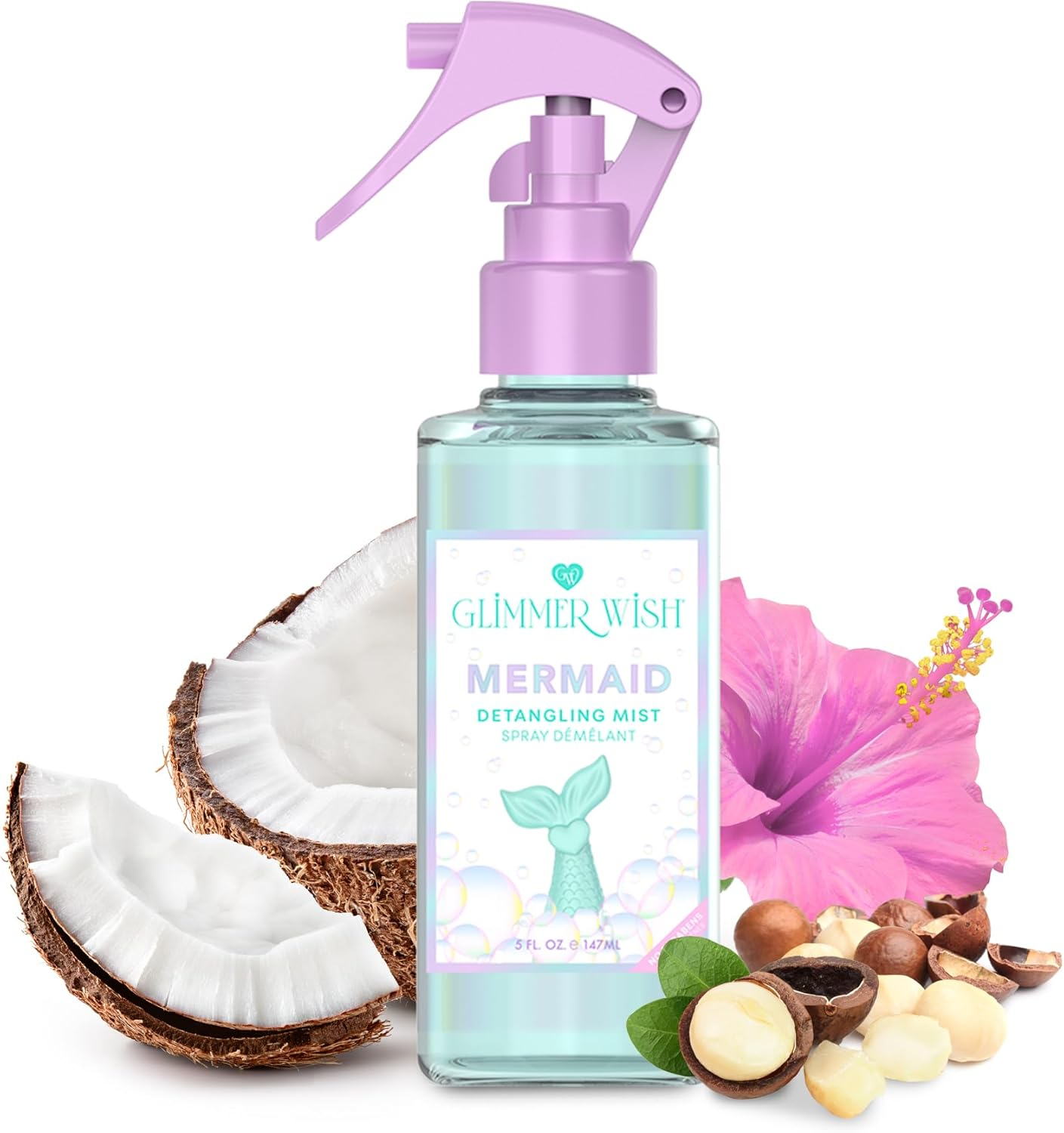 Glimmer Wish Premium Mermaid Detangling Mist, Tropical Beach Scent, Dermatologist Tested, Paraben Free, 100% Vegan, Sulfate & Sulfite Free, PEG & EDTA Free, Cruelty & Gluten Free, 5 Fl Oz image number 4