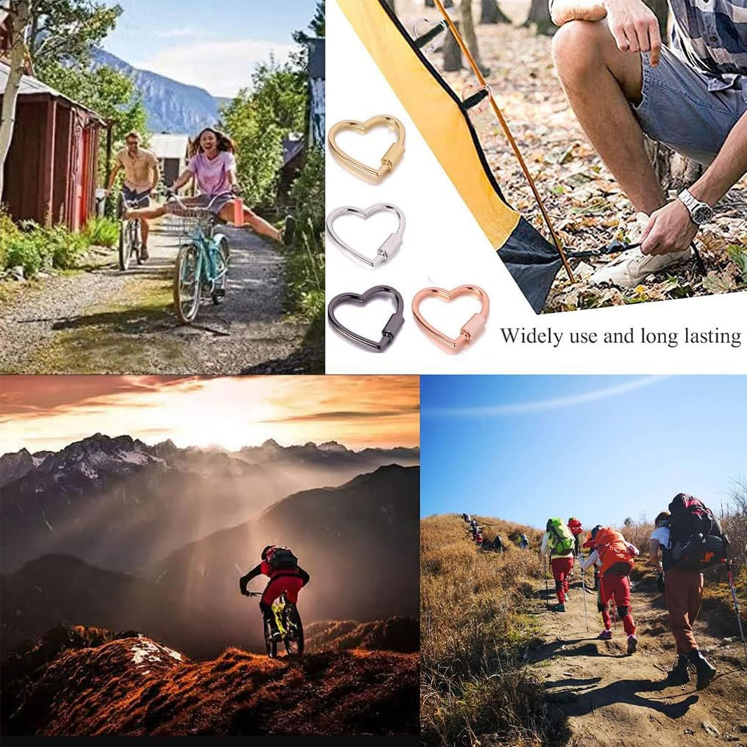 Taicols Heart Shaped Key Ring, 8 Pcs Heart Carabiner Clip, Cute Carabiner Keychain, Small Spring Snap Hooks, Mini Metal Heart Buckle, Carabiners Hiking Clips, Heart Shape Keychain Clip, Climbing Clips