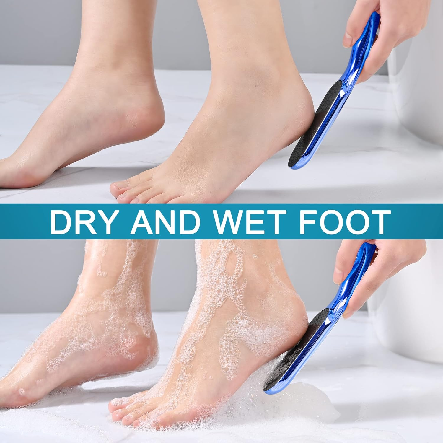 Glass Foot File for Dead Skin Feet Callus Remover, Foot Scrubber Dead Skin Remover Heel Scraper, Heel Rasp for Wet and Dry Feet(Color:Blue) image number 6