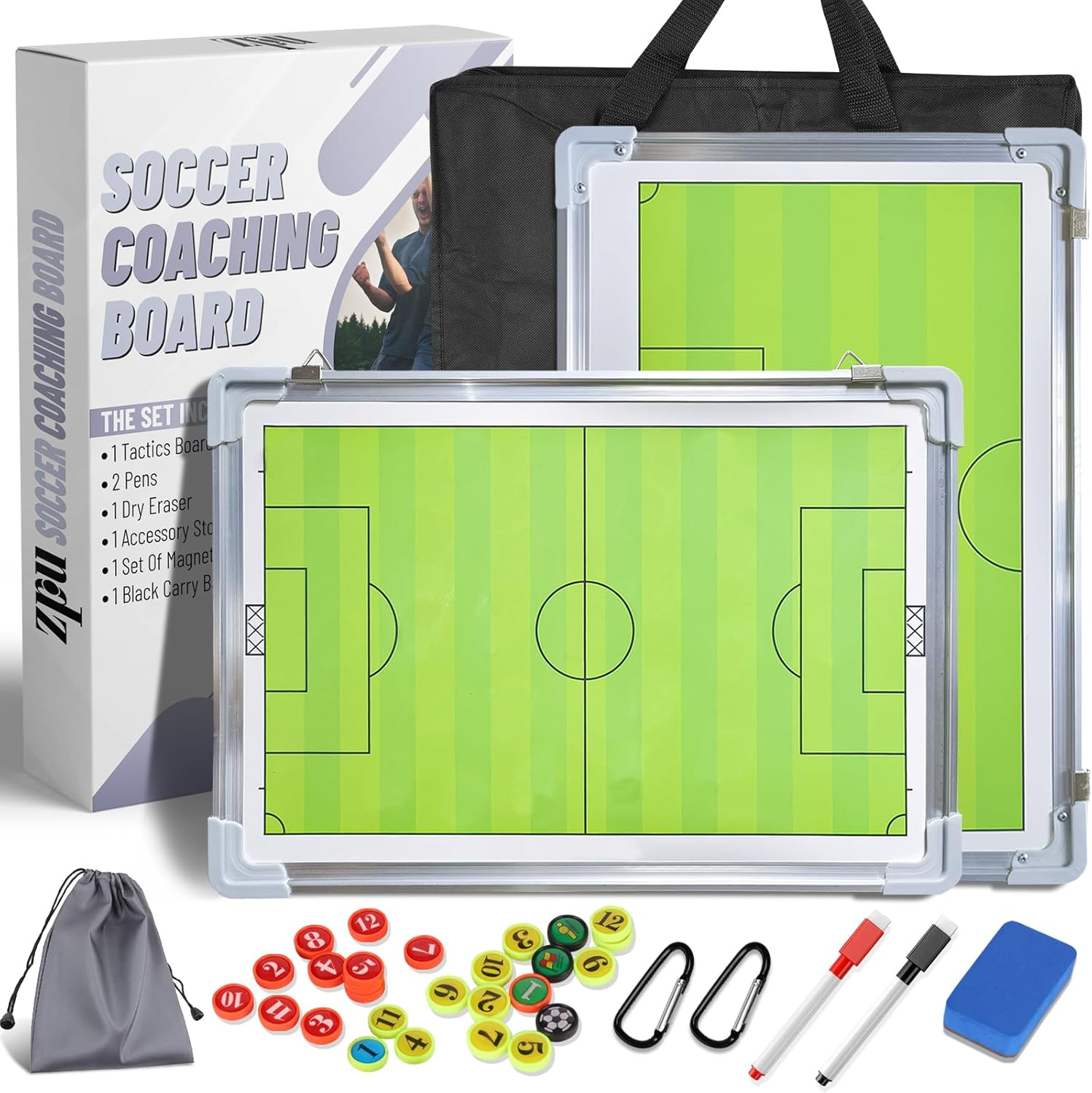 ZPU Soccer Coaching Board, Magnetic Soccer Board for Coaches with Dry Erase, Marker Pen, Magnets and Storage Bag, for Teaching and Game Plan image number 4