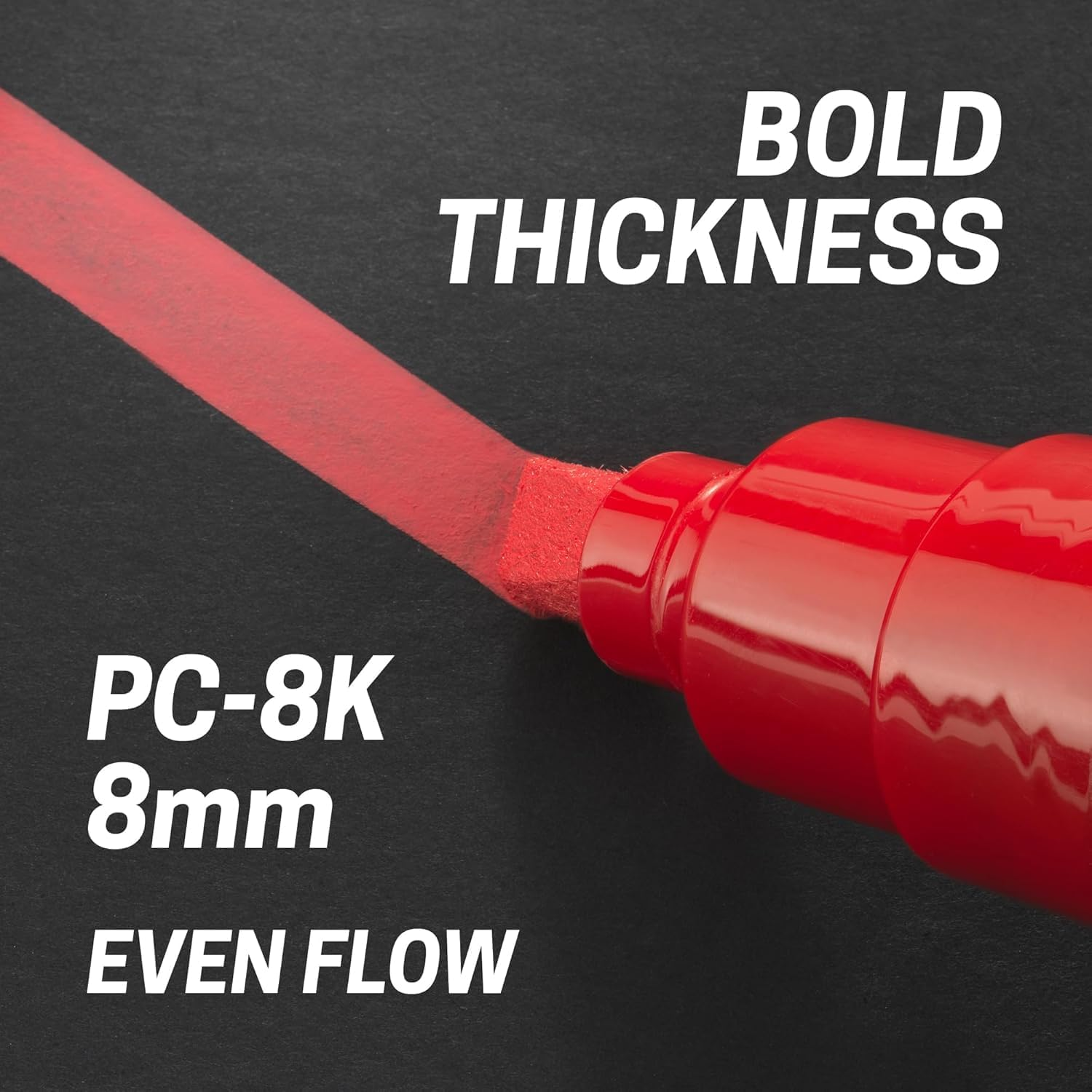 Posca PC-8K Water Based Permanent Marker Paint Art Pens - 8Mm Chisel Tip Nib - Set of 8 in Plastic Wallet - Essential Tones image number 5