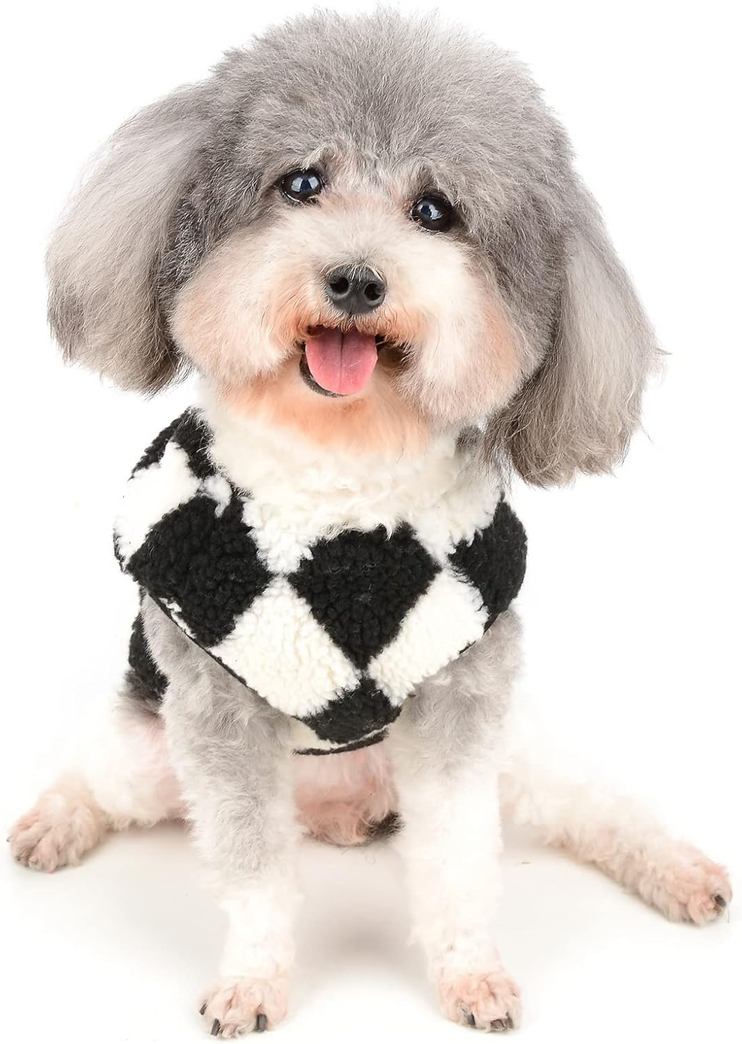 Zunea Winter Jacket Coat for Small Dogs Fleece Jumper Soft Warm Puppy Clothes Fuzzy Sweater Coat Plaid Fluffy Cold Weather Vest Pet Girl Boy Apparel Chihuahua Doggy Yorkie Cats Clothing Black L image number 7