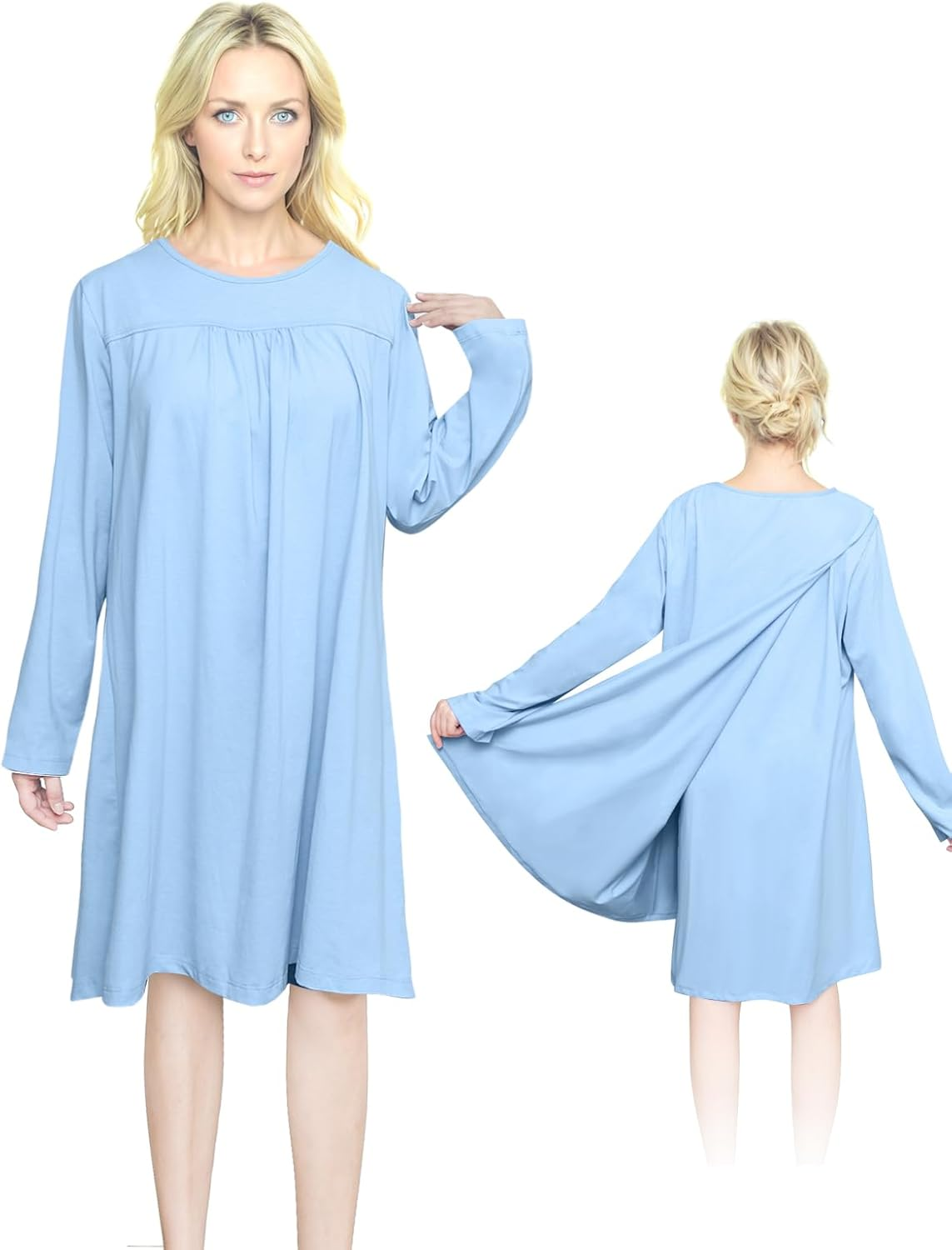 Open Back Hospital Gowns for Women Long Sleeve Open Back Dress Nursing Gowns Post Shoulder Surgery Dress