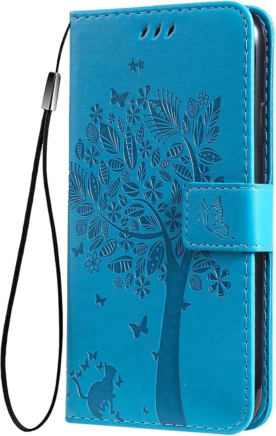 SEAHAI Case for CMF Phone 2 Pro Mobile Phone Case, Pretty Embossed Leaves and Cat Premium PU Leather Folio Wallet Shockproof Protective Flip Case, Green