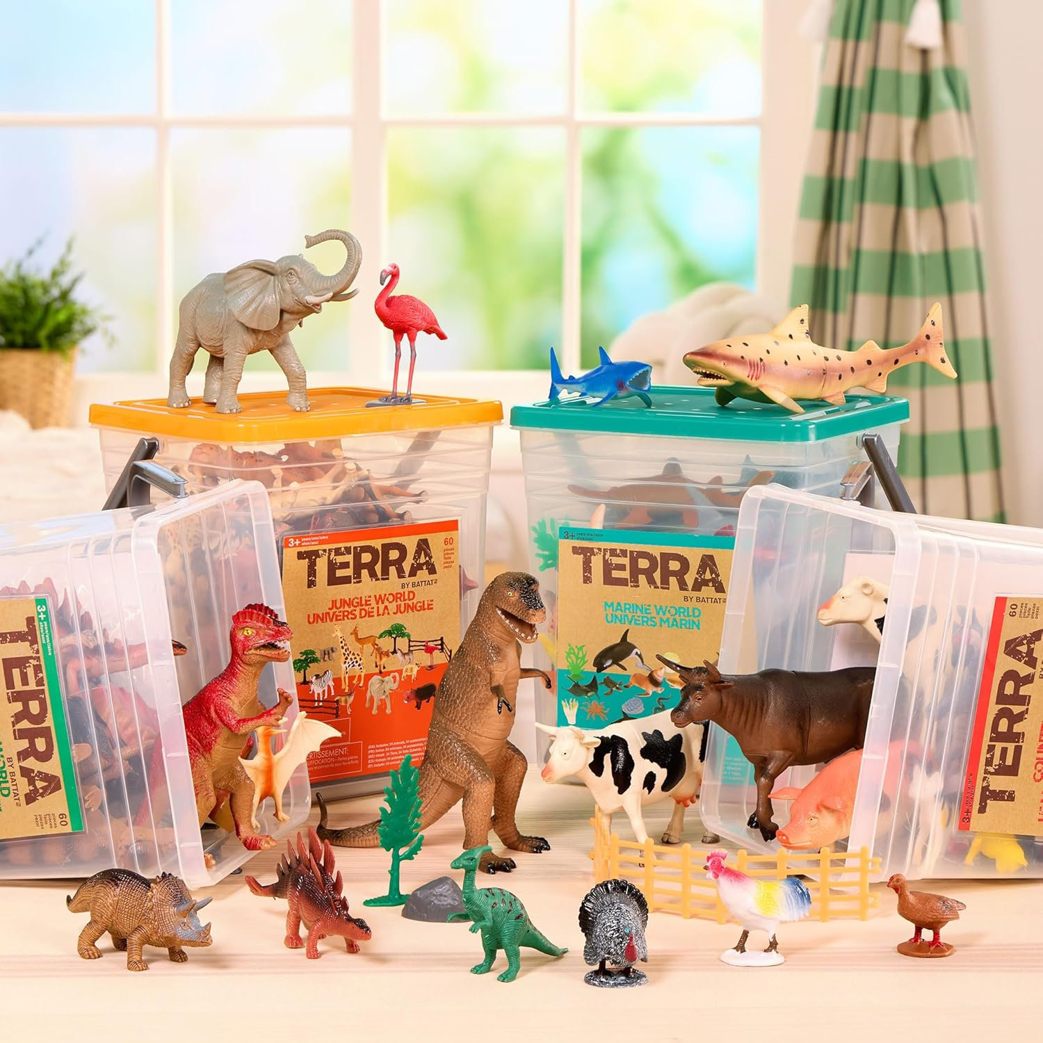 Terra by Battat &ndash; Farm Animal Figurines & Accessories &ndash; 60Pc Toy Animal Set for Kids &ndash; Miniature Farm Animals &ndash; Cows, Pigs, Bulls, Cats & More &ndash; 3 Years + &ndash; Country World