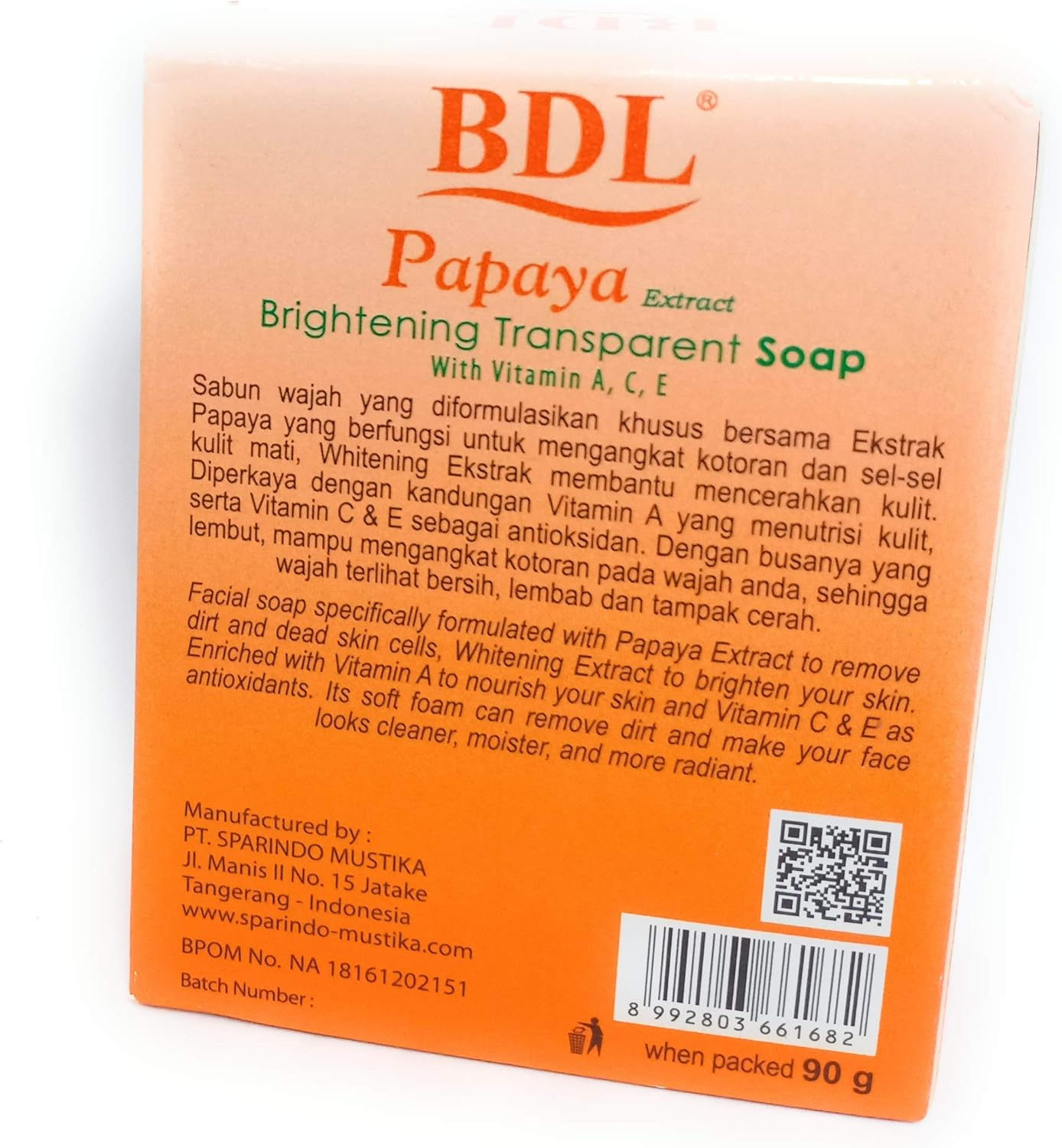 BDL Papaya Brightning Transparent Soap, 90 Gram (Pack of 5) image number 3