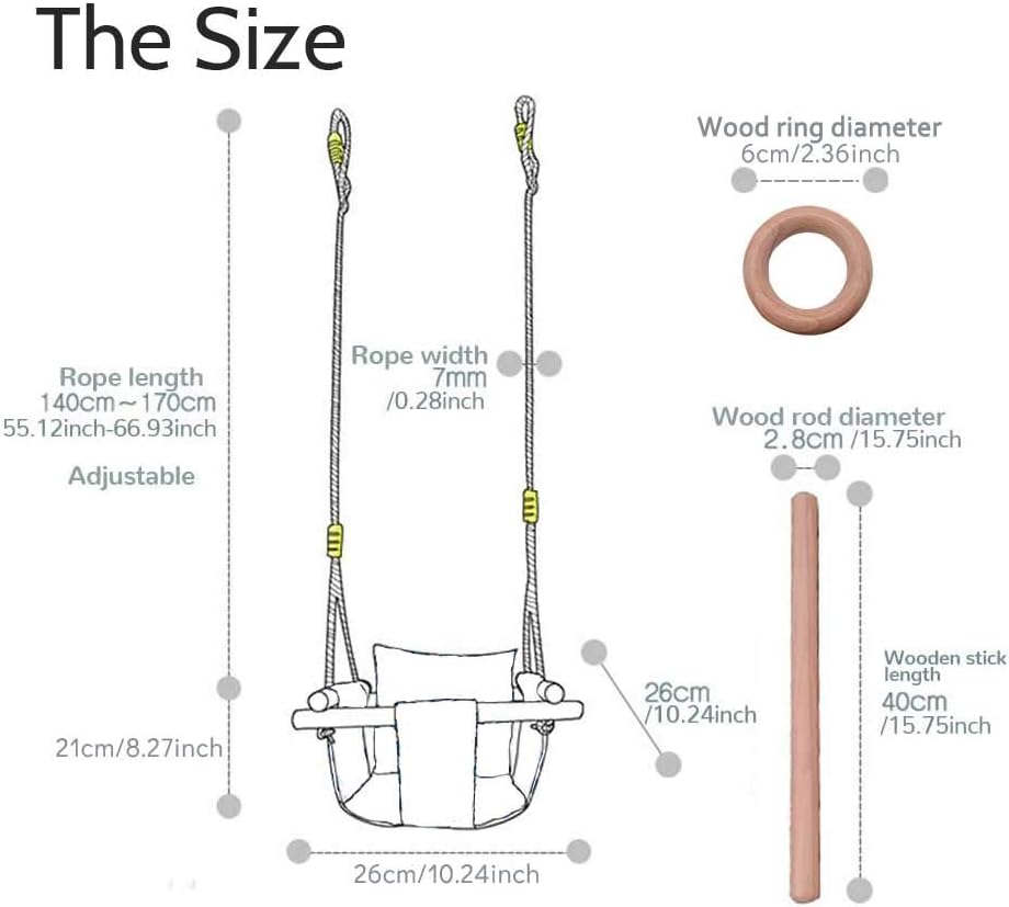 Baby Canvas Hanging Swing Seat Toddler Secure Indoor & Outdoor Baby Hammock Toy Pink image number 5