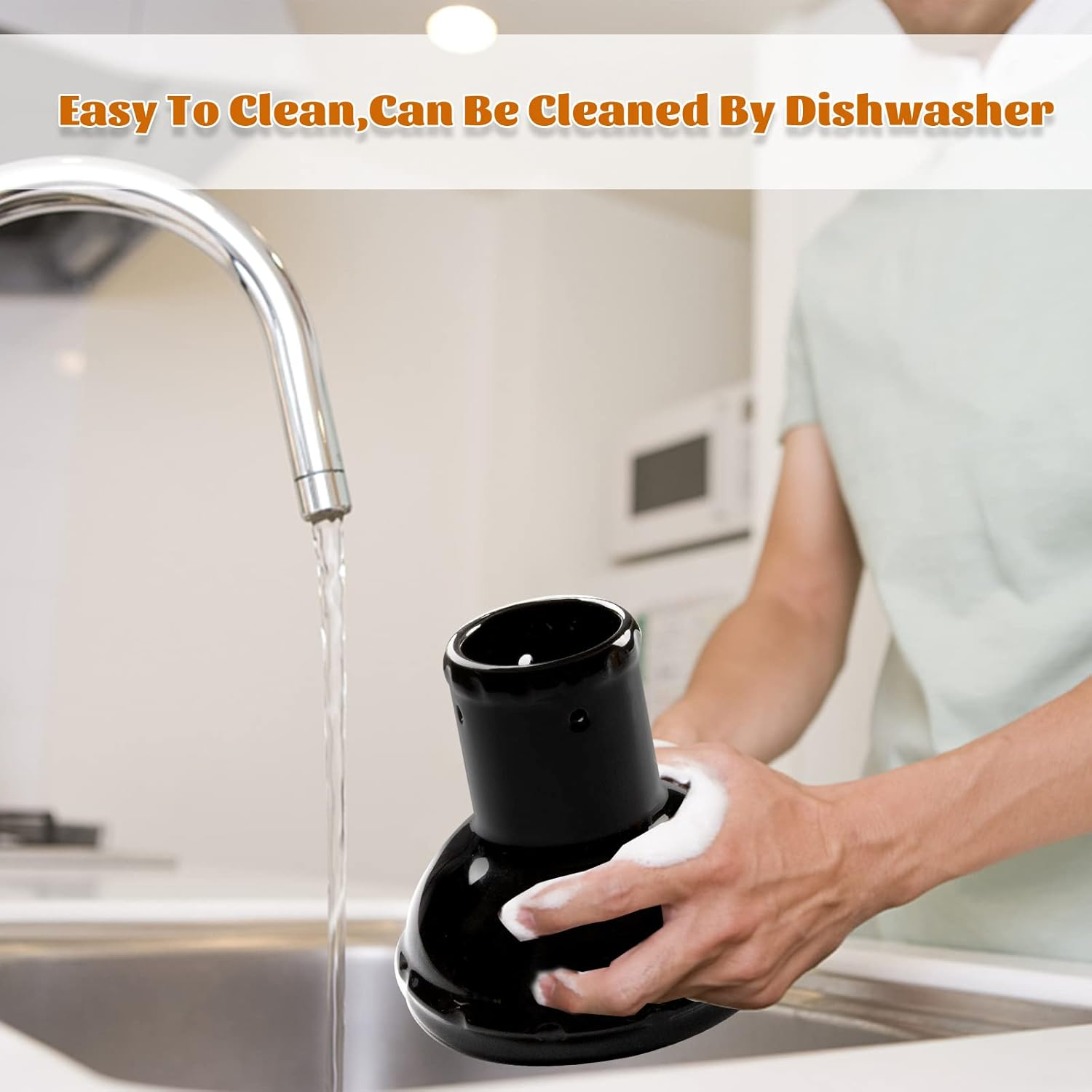 Kamaster Black Ceramic Chicken Holder for Grill, Beer Can Chicken Throne for Smokers Grill Green Egg Parts Non-Stick Steamer Roaster Rack Vertical Stand for Kamado BBQ Accessories image number 5