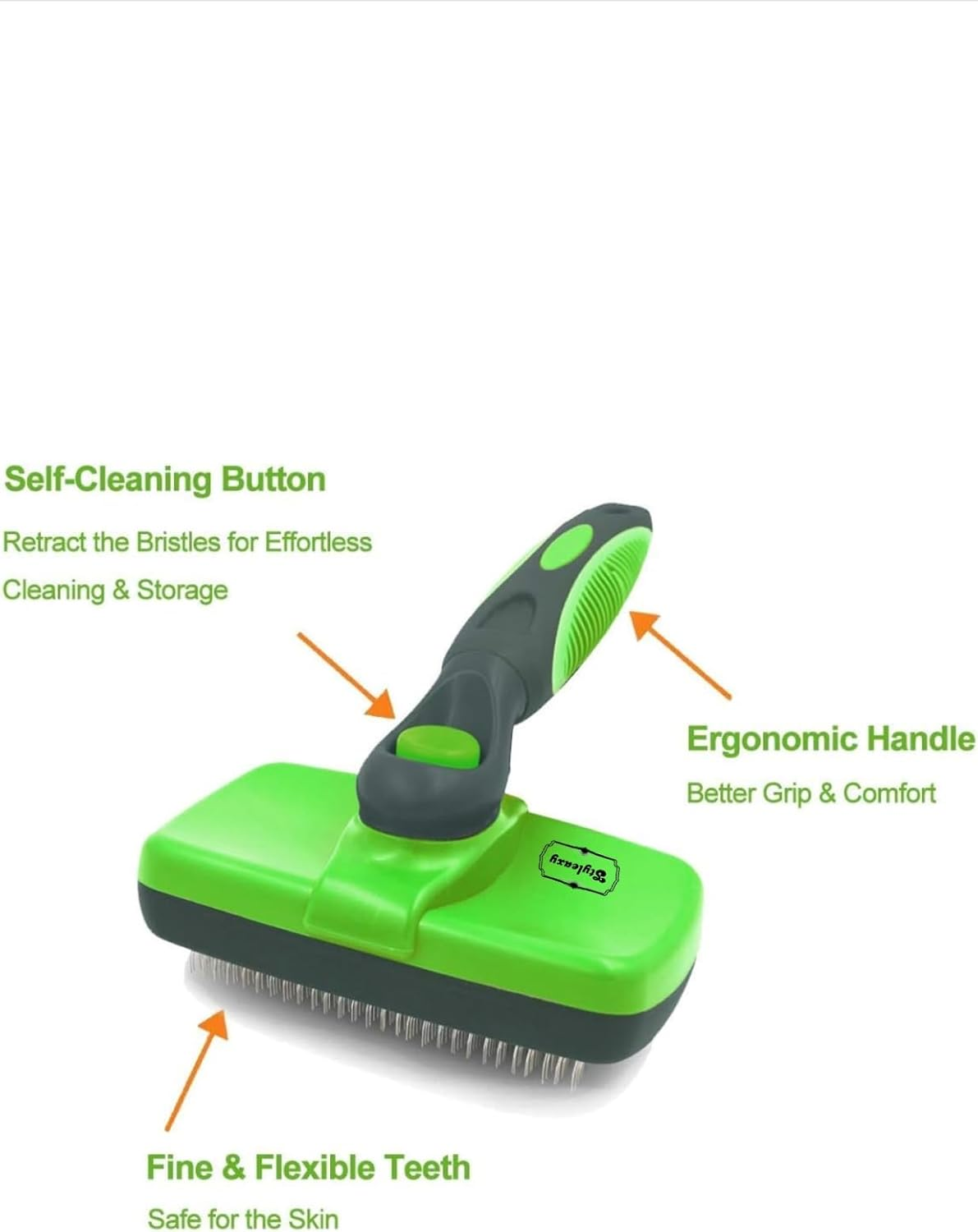 Large Self-Cleaning Slicker Brush - Premium Shedding & Grooming Tool for Pets, Removes Loose Hair, Fur, Undercoat, Mats, Tangles, and Knots for Small, Medium, Large, and Sensitive Long/Short-Haired Dogs, Cats, and Rabbits. Enjoy an Easy At-Home Grooming Experience in Green and Blue. (Green) image number 6