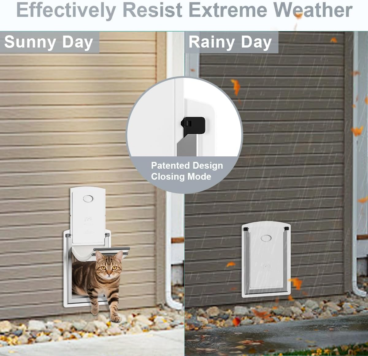 Decormax Cat Door for Wall, Energy Efficient Pet Door with Steel Frame, Telescoping Tunnel, Double Magnetic Flaps and Two Sliding Lock Panels, Easy to Install, Milky White, Small image number 6