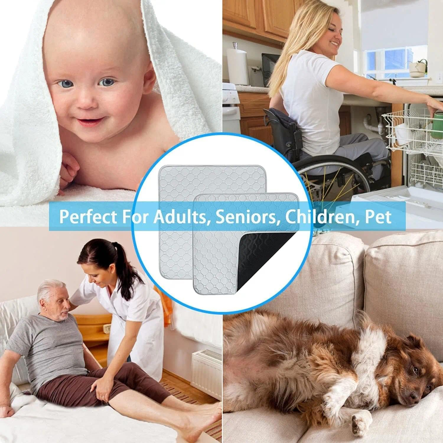 Waterproof Incontinence Pad, Absorbent Chair Pad, Washable Waterproof Pad, Eco-Friendly Non-Slip Reusable Waterproof Chair Pad for Incontinence, Compatible with Pets, Elderly, and Adults - Grey image number 5