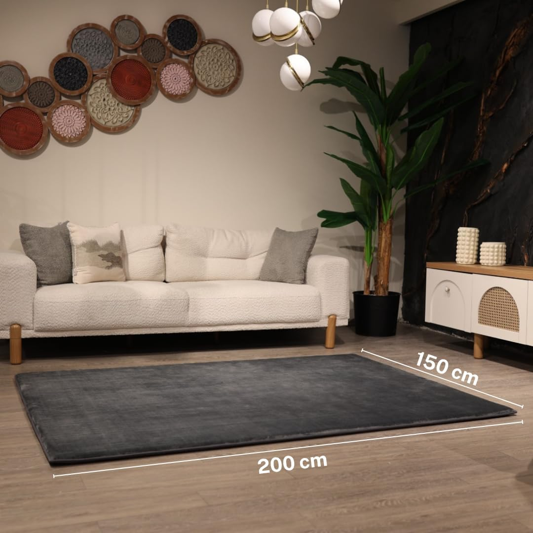 Hugb Baby Play Mat - Premium Extra Thick Non‑Slip Modern Rug for Kids & Toddlers - Tummy Time Mat for Floor - Safe Soft Game Area for Baby - Suitable for Playpen -Useful for Yoga & Stretching - OEKO-TEX Certified - Gray 150*200*3Cm