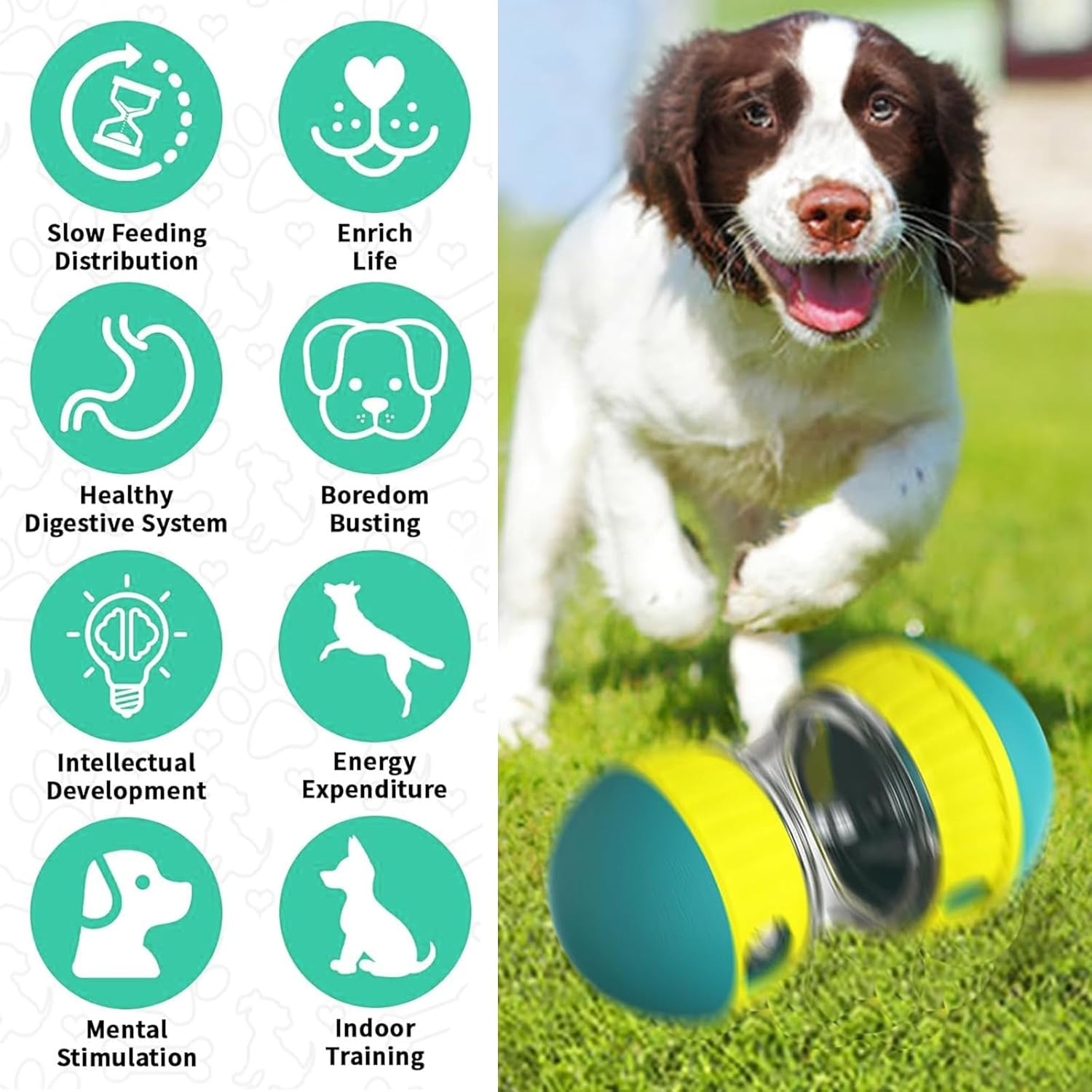 Interactive Dog Feeder Toy - Durable Treat Dispenser Puzzle for Small/Medium/Large Dogs, 2-In-1 Food Snacks Dispensing & IQ Training Toy for Mental Stimulation (Blueyellow) image number 2