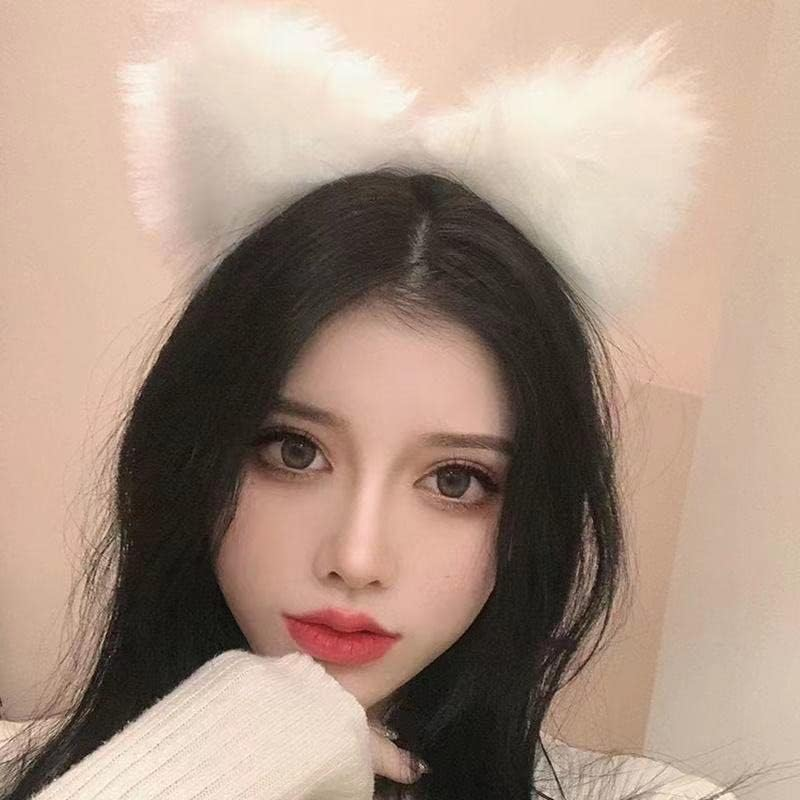 Light up Headbands LED Cat Ears Headband Faux Fur Hair Hoop Cute Colored Light for Xmas Party Cosplay Halloween Birthday image number 4