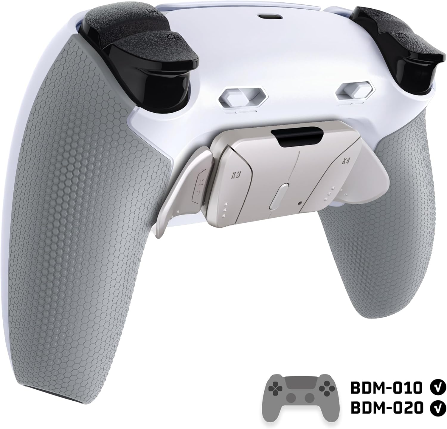 Extremerate RISE4 plus MAX RMB Back Paddles Kit with Clicky Trigger Stops & Rubberized Grip for PS5 Controller BDM-010 020, Remappable Real Metal Back Buttons Kit for PS5 Controller &ndash; White Gray image number 6