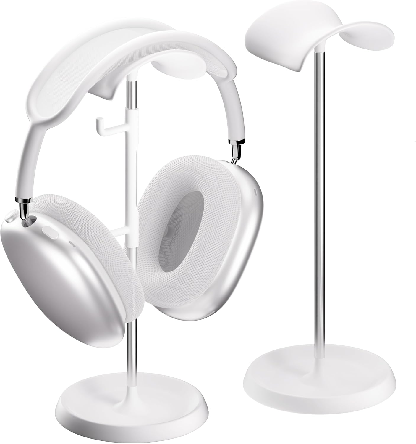 Headphone Stand, Headphone Holder with Cable Organizer Storage Tray Compatible for Airpods Max, Airpods, Airpods Pro, Beats, Bose and Most Gaming Headphones. 【No Tools Required】 ME-2 (White) image number 6