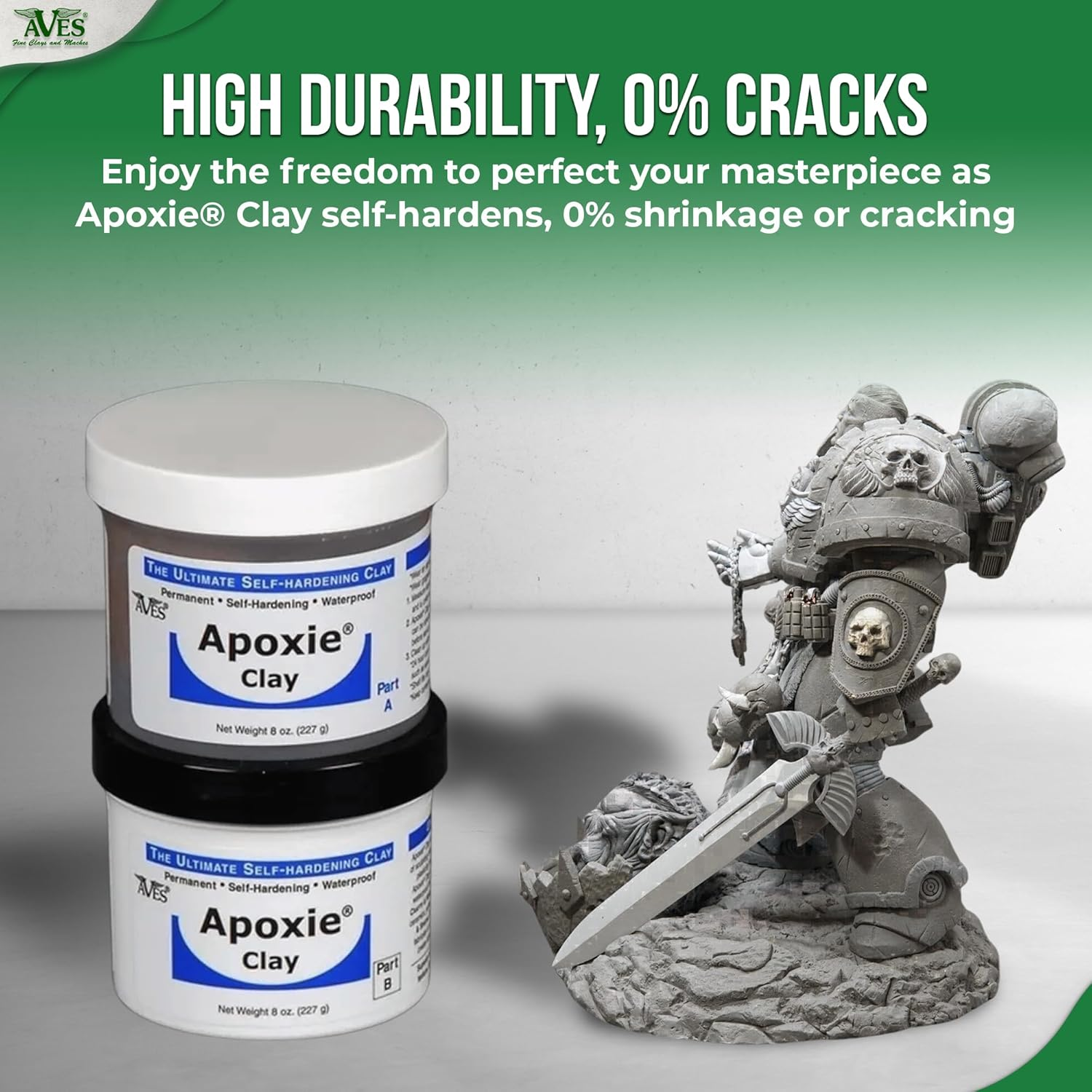 Apoxie Air Dry Clay for Professionals - Self Hardening Modelling Clay, Waterproof Sculpting Clay Made for Detail - No Cracking Modelling Clay - 2 Part Epoxy Clay for Sculpting, White (0.5Kg) image number 2