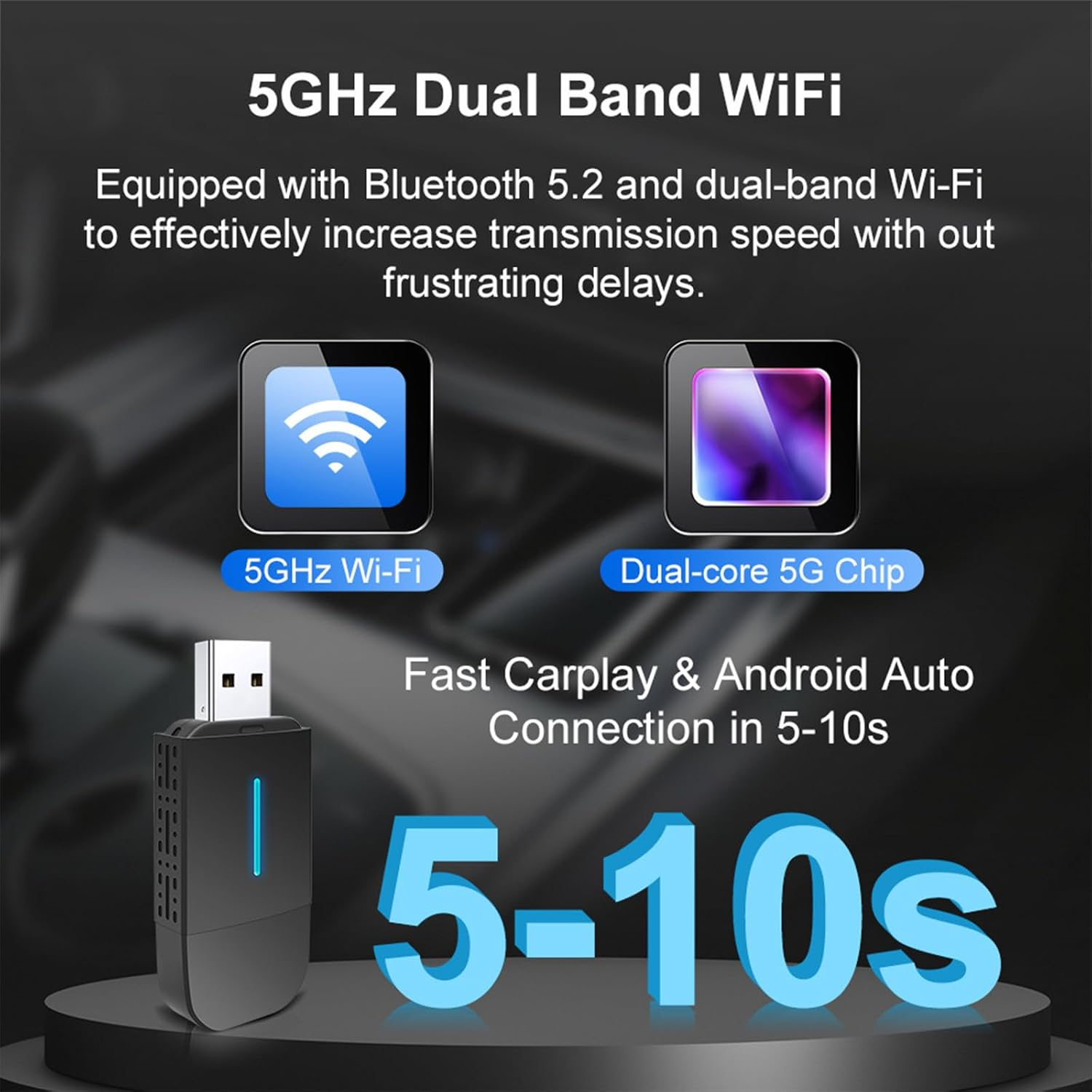 Gdsanlian Wireless Carplay Adapter, Converts Wired Carplay to Mini Wireless Carplay Adapter for Iphone, for Cars Manufactured in 2015 and Later, Compatible with Apple Iphone Ios 10+ &Android 11+ image number 4
