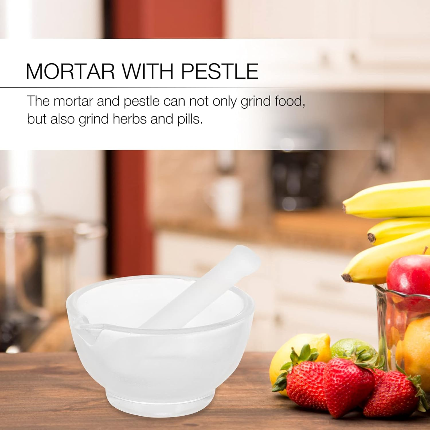 POPETPOP Peppermills Pepper Glass and Pestle Set Heavy Duty Glass Pill Crusher Pesto Powder Bowl Chemical Lab Equipment Supplies Pepper Mills Grinders image number 5