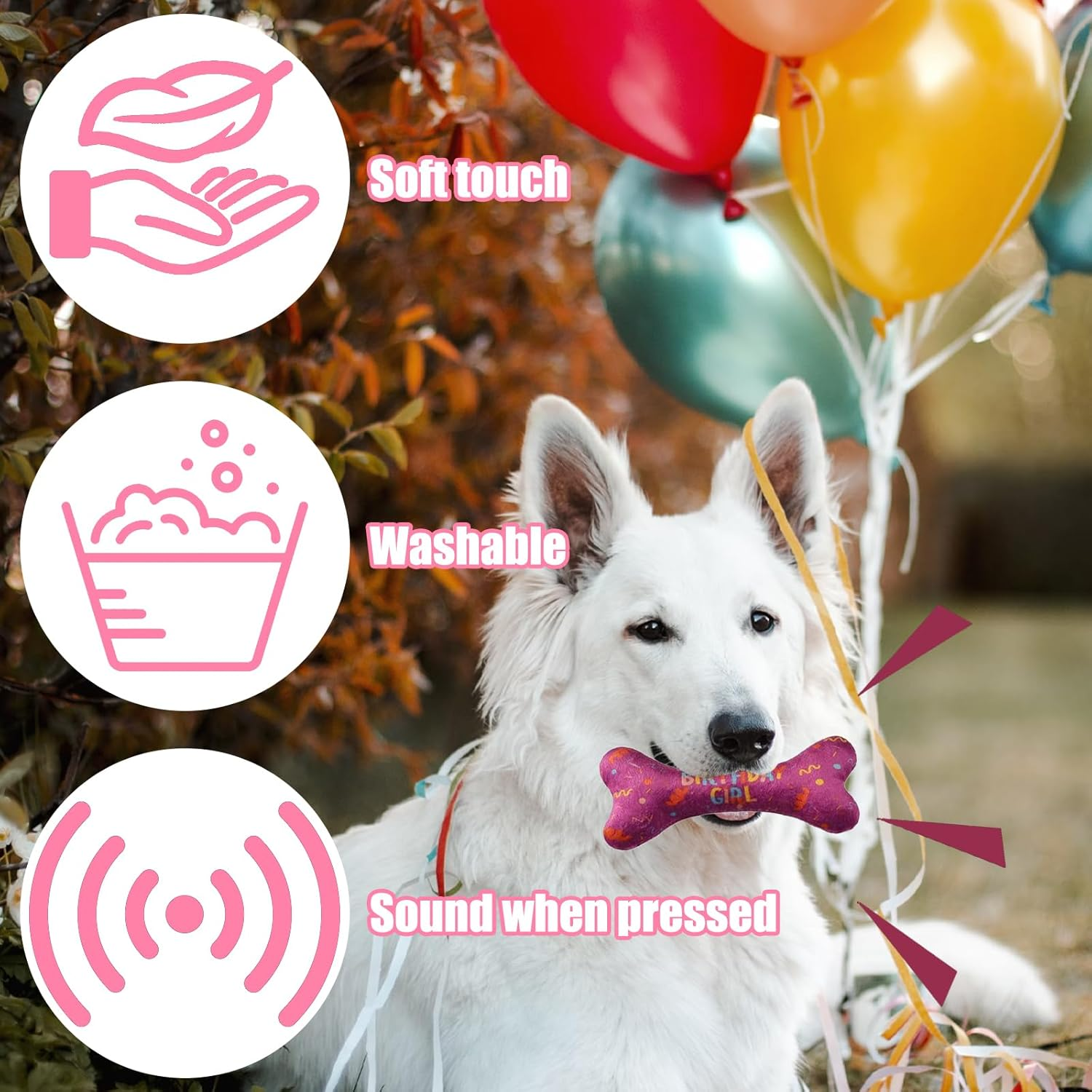 Dog Birthday Triangle Bib, Dog Birthday Bandana, Birthday Dog Bandana, Birthday Bone Toy with Dog, Suitable for Small, Medium and Large Female Dogs and Cats image number 5