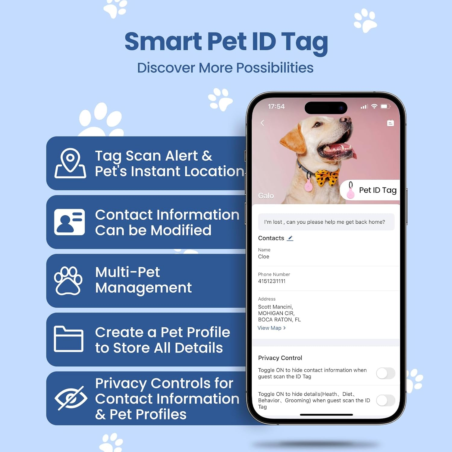 Smart Pet ID Tag with QR Code, Pet Tag, Dog Tracker, Dog Tag, Cat Tag, Smart NFC Pet Tag, Digital Profile Tracking, Contact Information, Scan Alert, Instant Location image number 6
