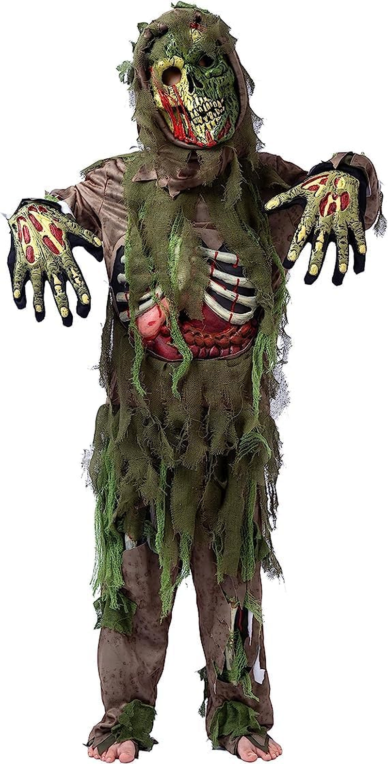 Spooktacular Creations Swamp Deluxe Skeleton Living Dead Zombie Costume for Halloween Kids Monster Role-Playing image number 4