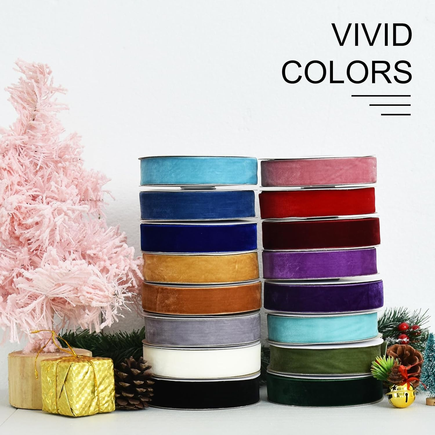 TONIFUL Black Velvet Ribbon 1 Inch X 10Yds, Vintage Velvet Ribbons, for Christmas Wreath Decoration Handmade Craft Ornaments Gift Wrapping & Bow Making, Valentine'S Day Wedding Bouquet Packaging