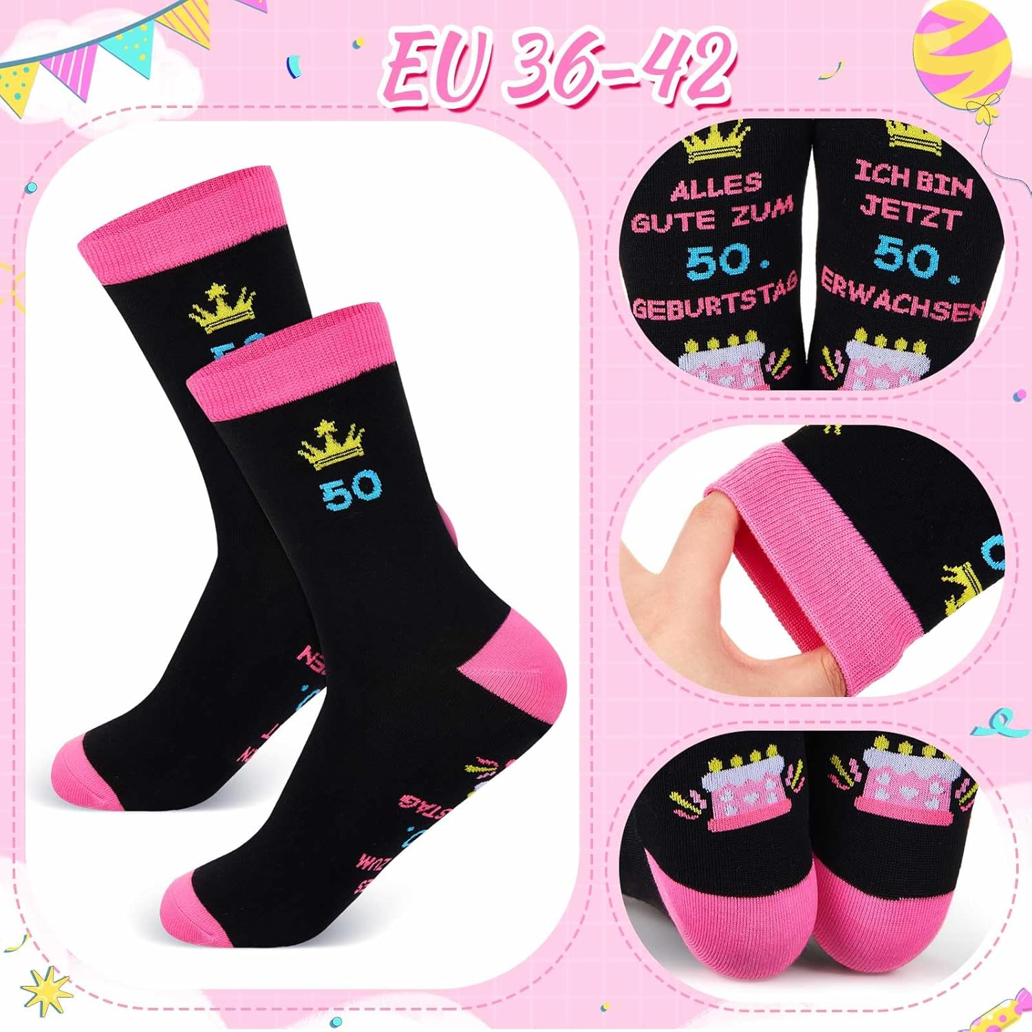 Xuniea Funny Birthday Gifts for Women Including Cosmetic Bag and Birthday Socks Makeup Bag and Stockings Women image number 6