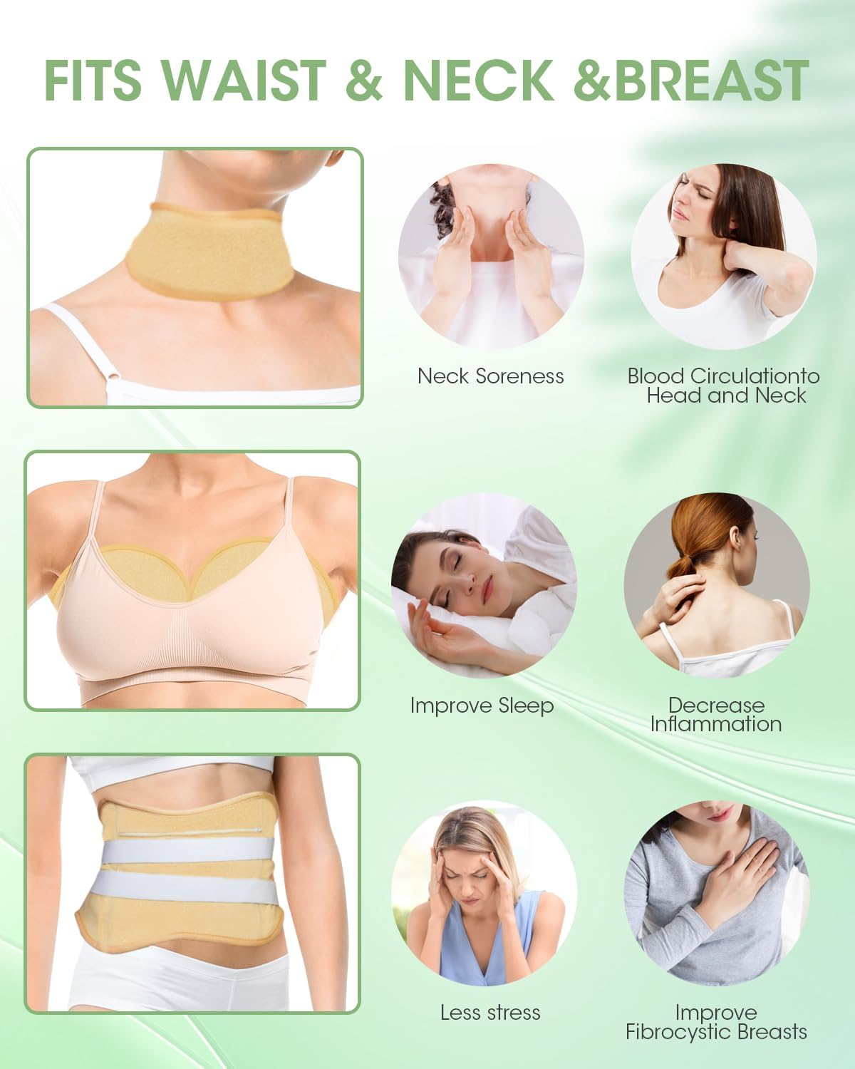 11 PCS Organic Castor Oil Pack Wrap Flannel Cotton, Castor Oil Wraps for Entire Body, Castor Oil Pads Set for Eyes Breast Waist Knees Legs Feet, Adjustable Straps, Reusable,Machine Washable (Khaki) image number 4